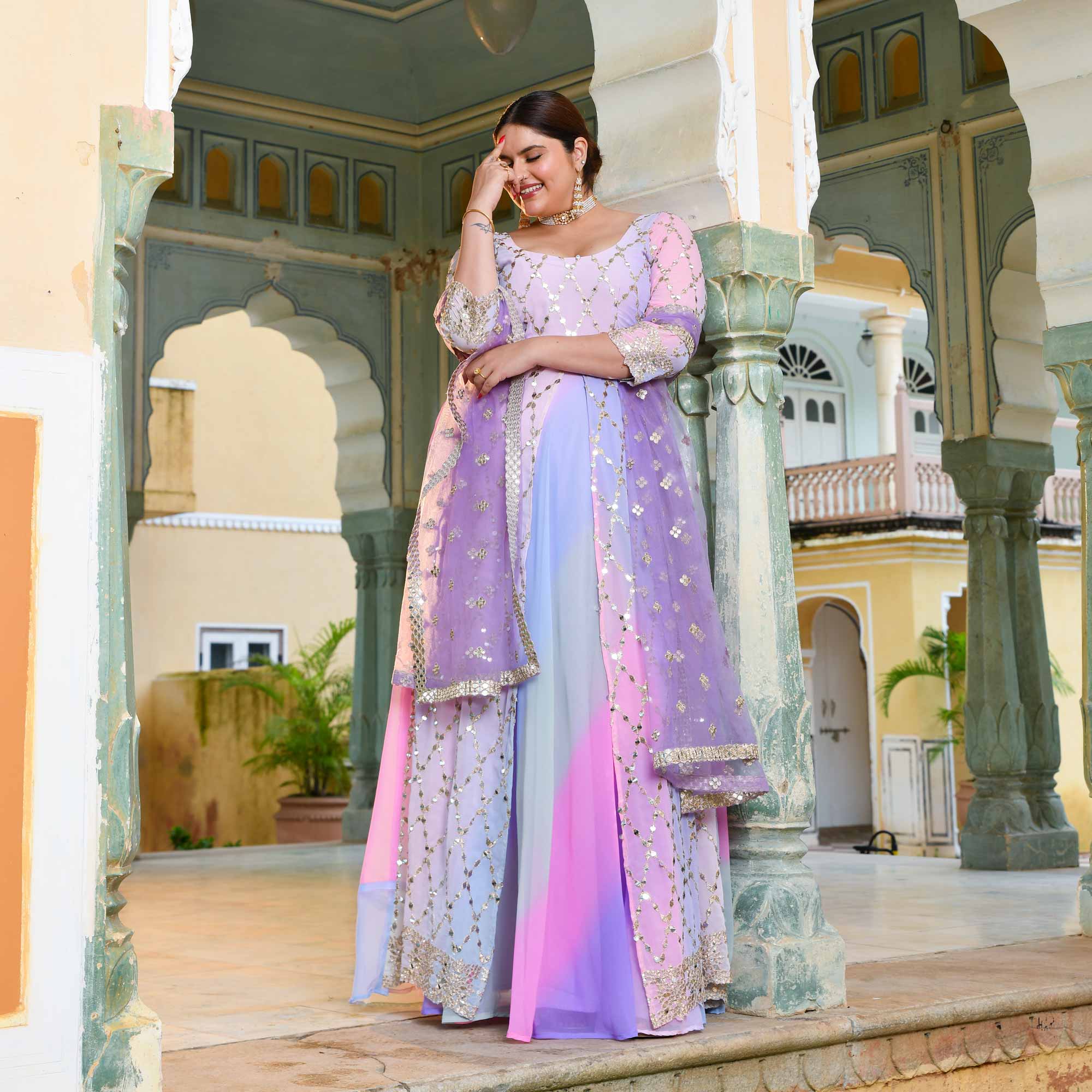 Aurora Beauty Sequin Embroidered Georgette Anarkali Dress - Image 5