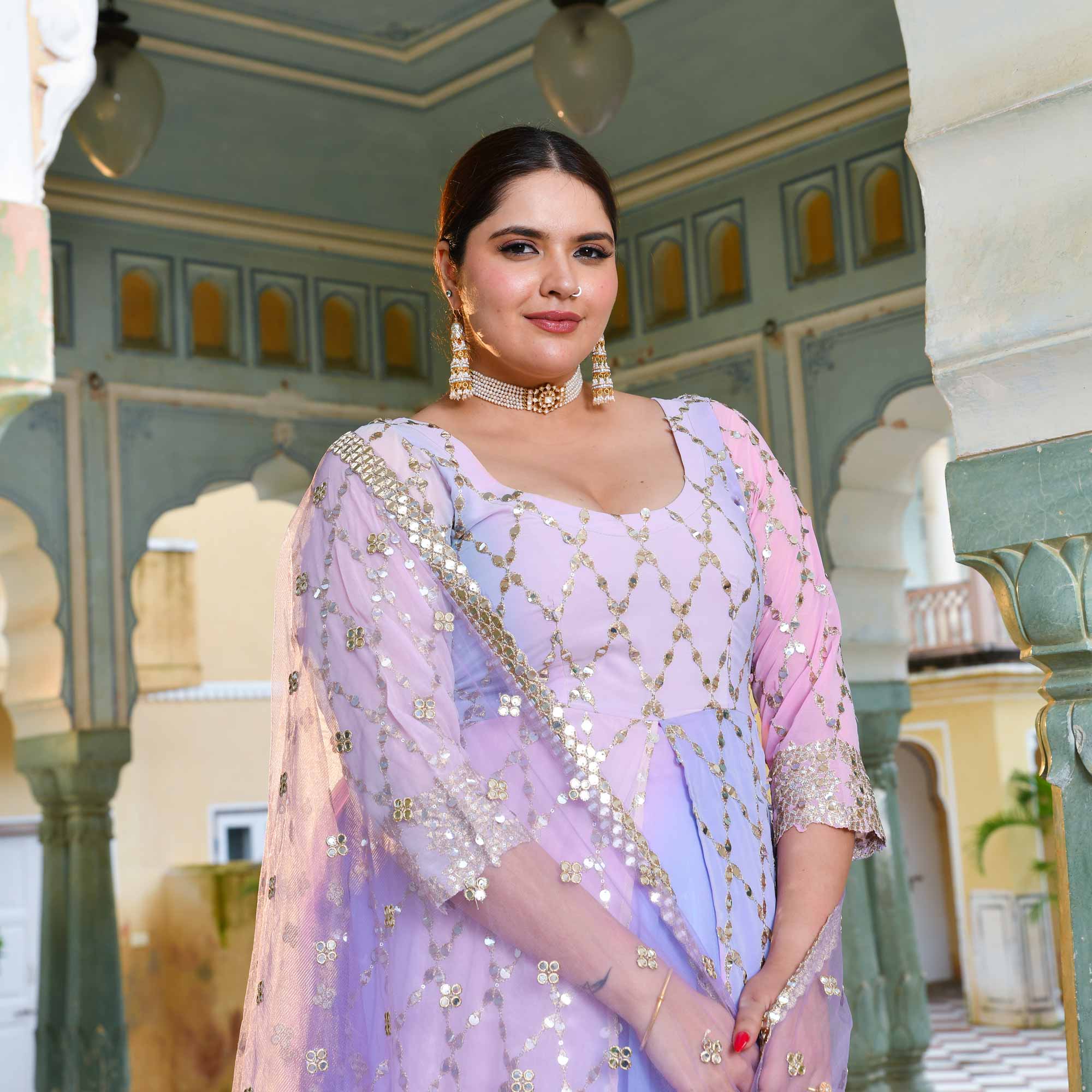 Aurora Beauty Sequin Embroidered Georgette Anarkali Dress - Image 8