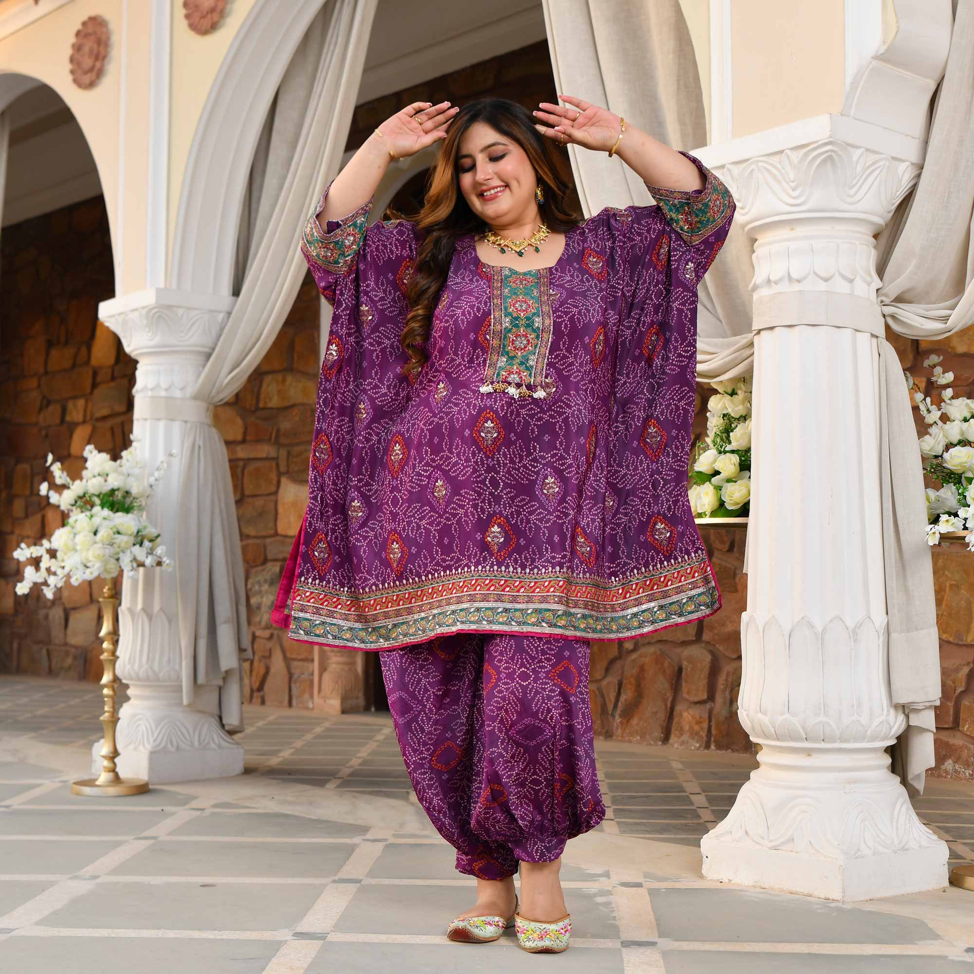 Bikaner- Deep Purple Fusion Bandhani Pure Crepe Co-Ord Set - Image 8