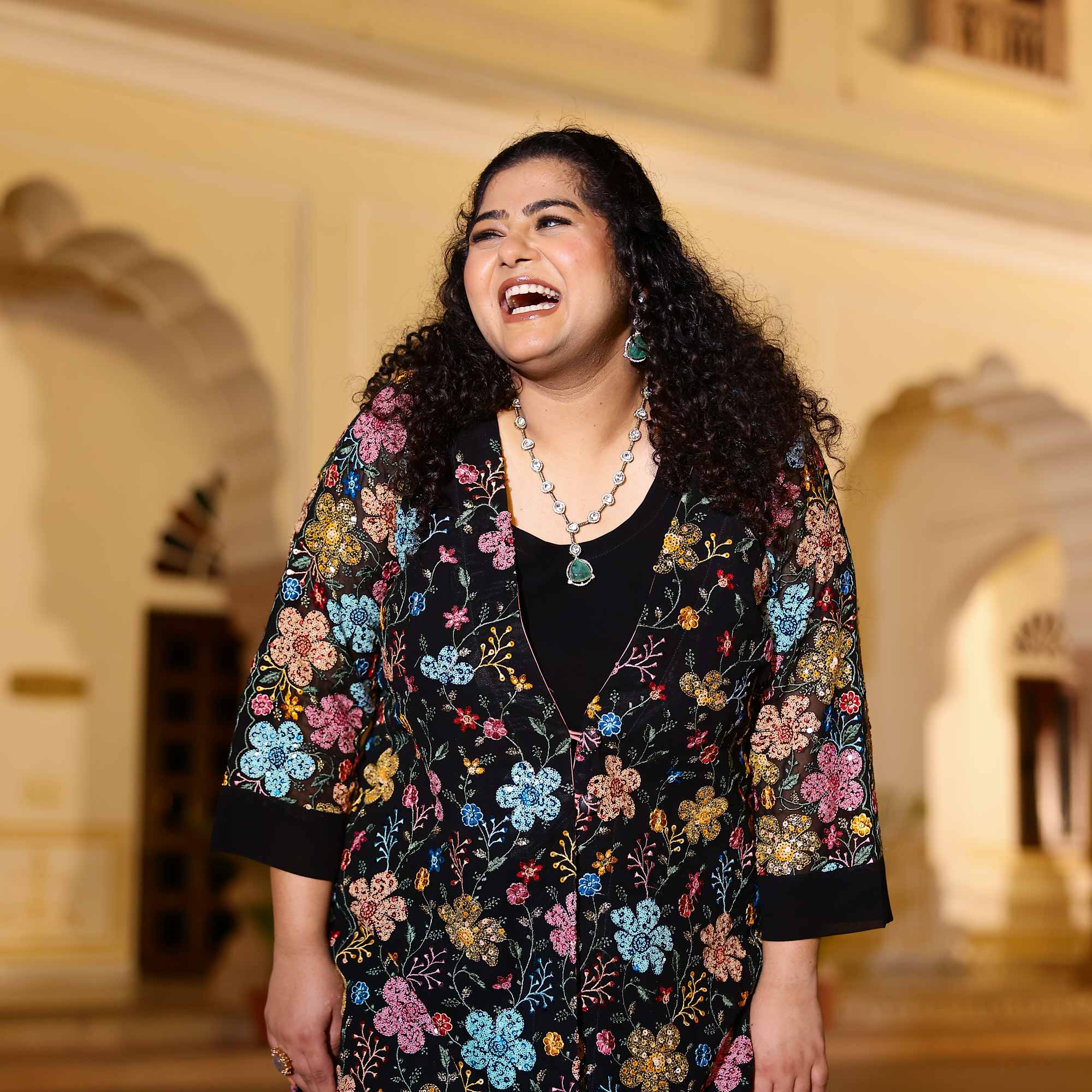 Black Stardust Georgette Sequin Embroidered Blazer Co-Ord Set - Image 10