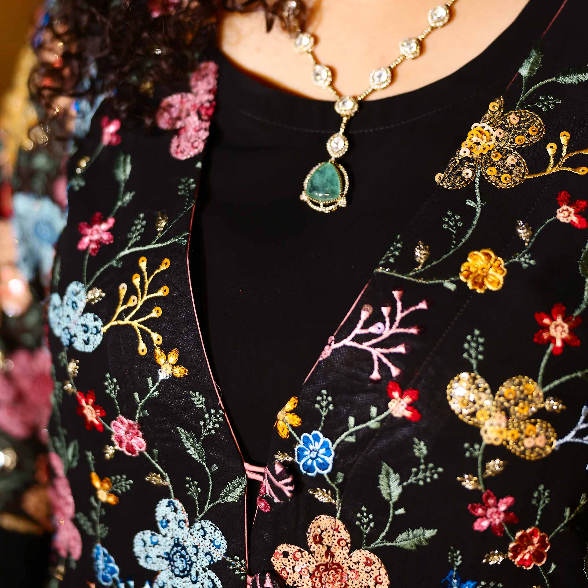 Black Stardust Georgette Sequin Embroidered Blazer Co-Ord Set - Image 8