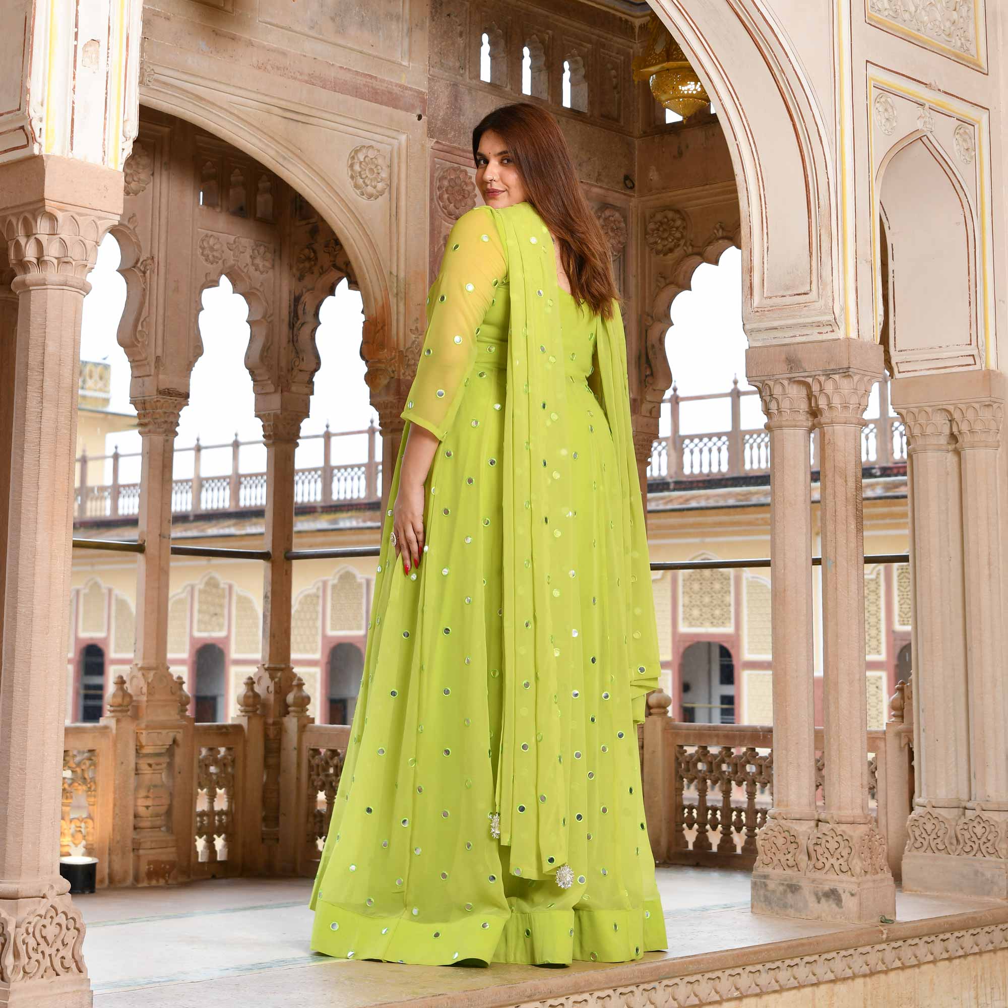 Citrus Radiance Georgette Embroidered Anarkali Set - Image 5