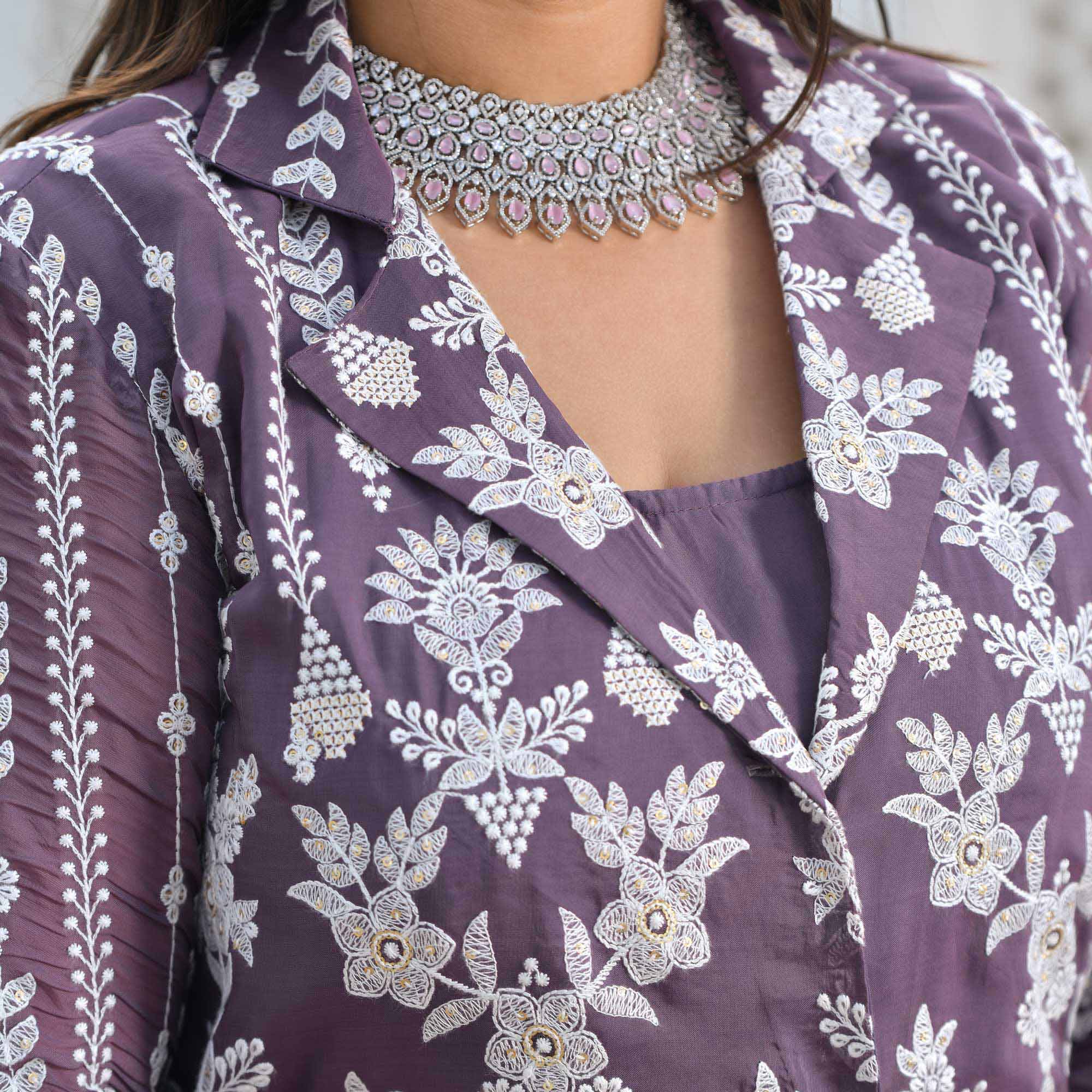 Dusky Purple Blazer Lehenga Set - Image 10