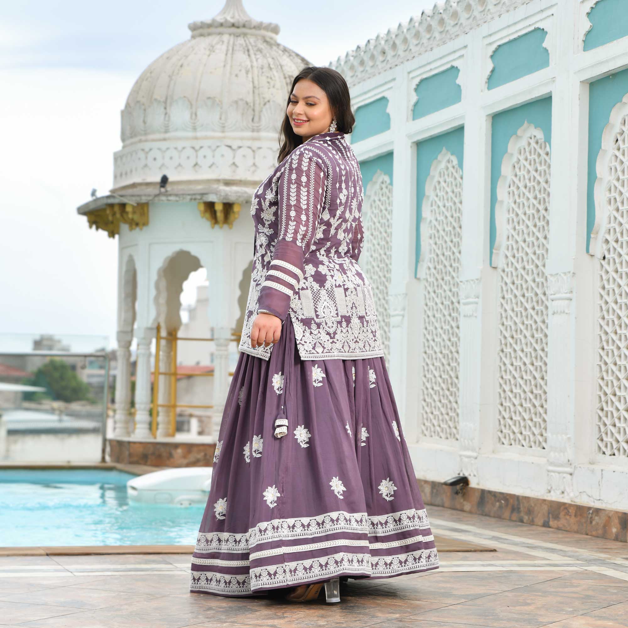 Dusky Purple Blazer Lehenga Set - Image 11