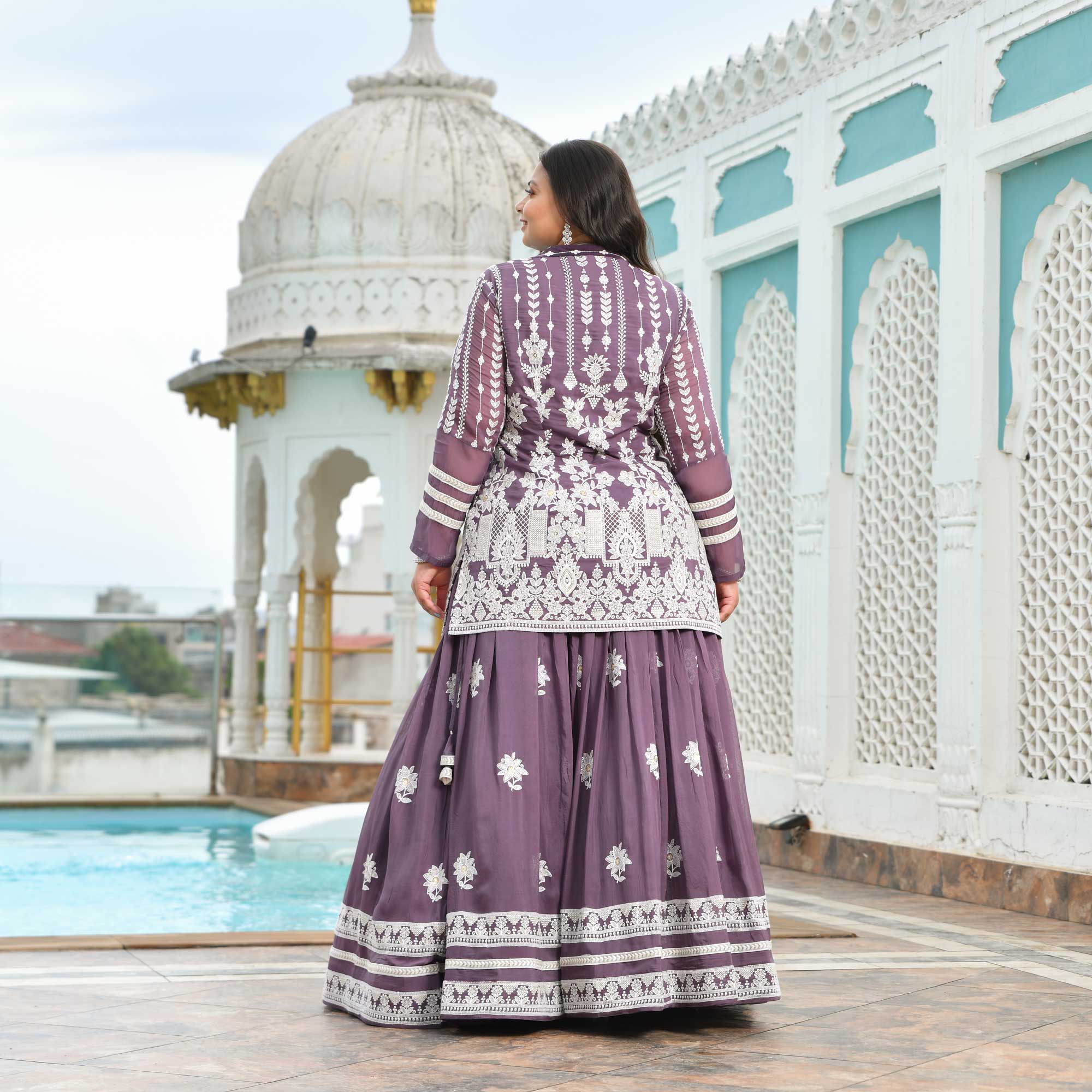 Dusky Purple Blazer Lehenga Set - Image 15