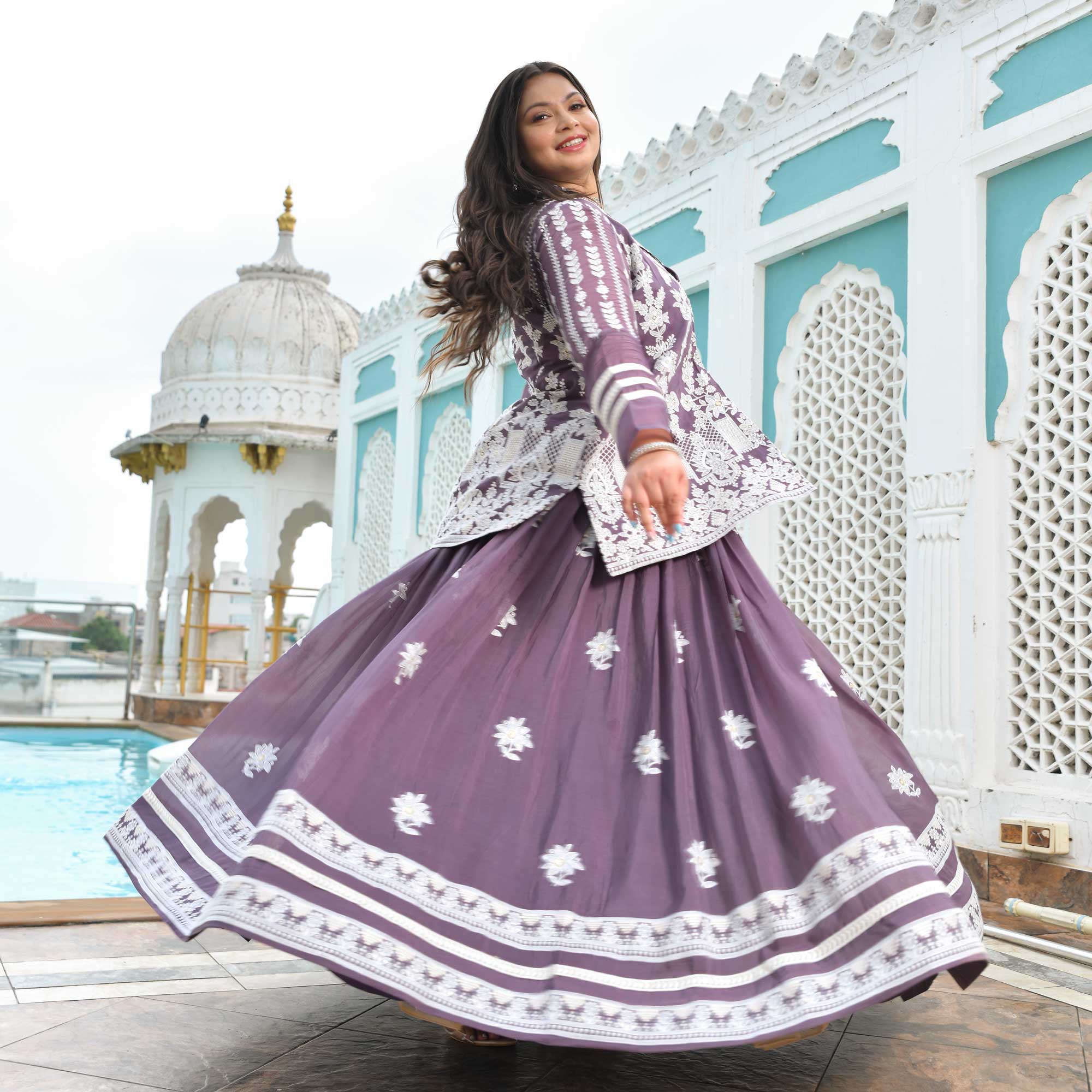Dusky Purple Blazer Lehenga Set - Image 7