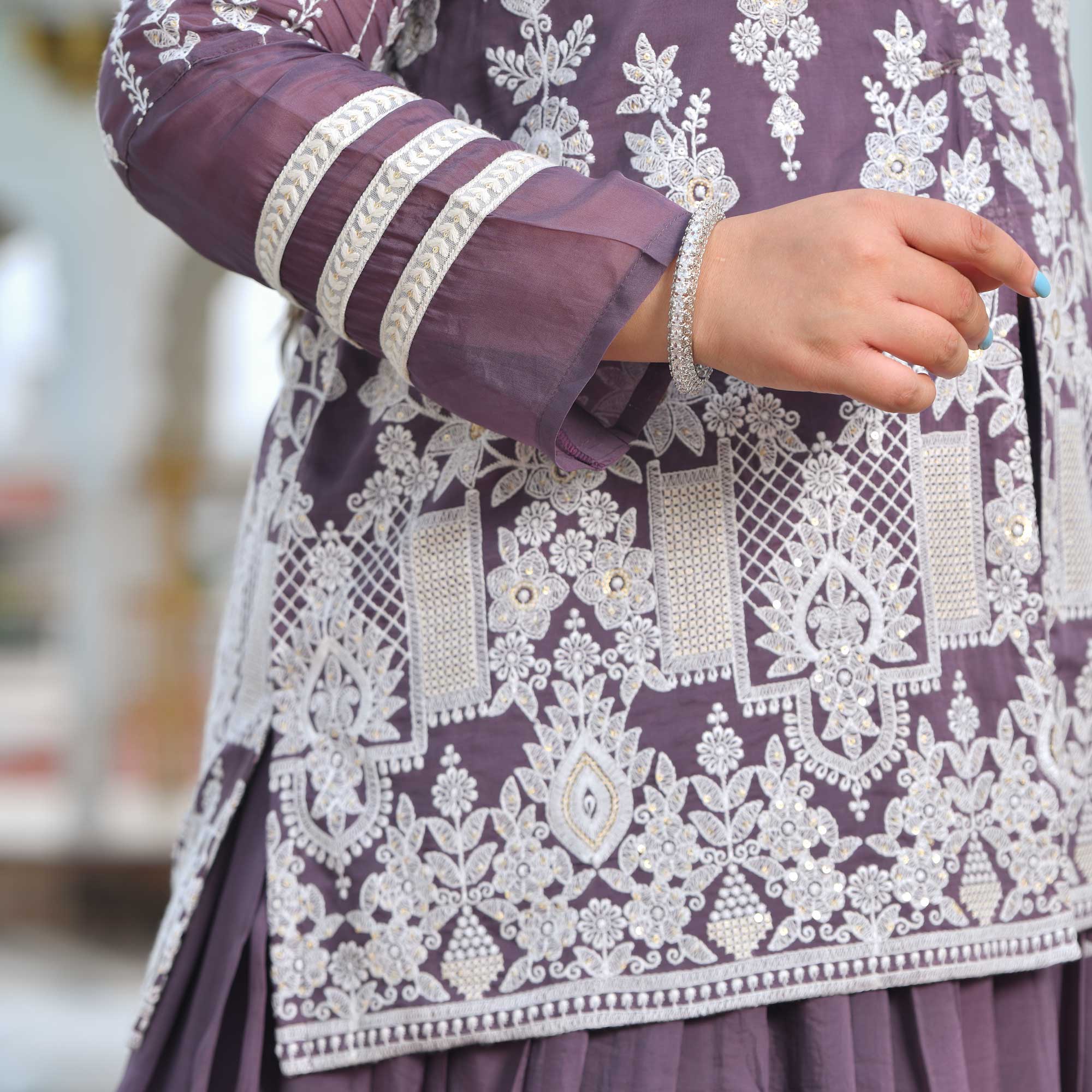 Dusky Purple Blazer Lehenga Set - Image 8