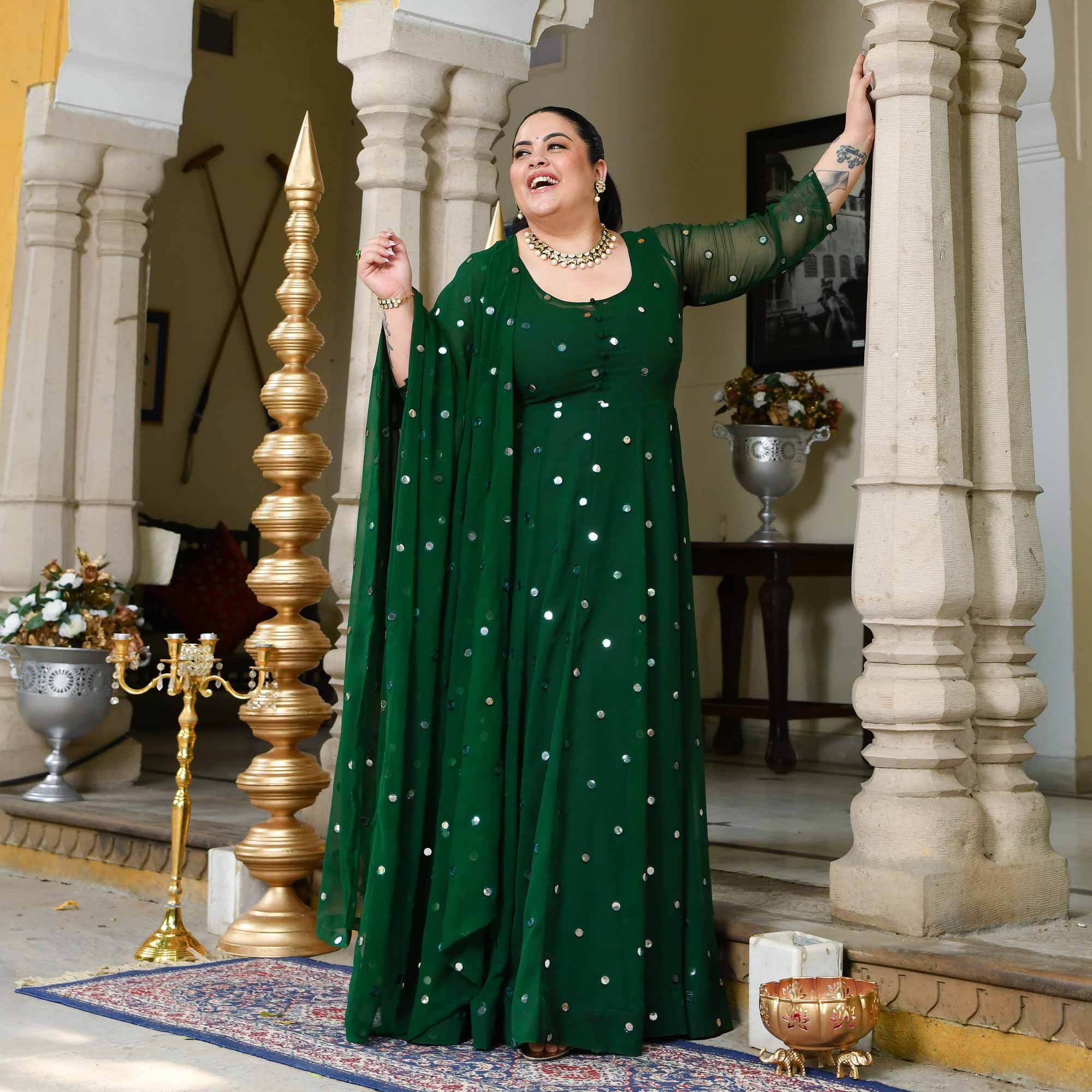 Glorious Green Radiance Georgette Embroidered Anarkali Set - Image 4