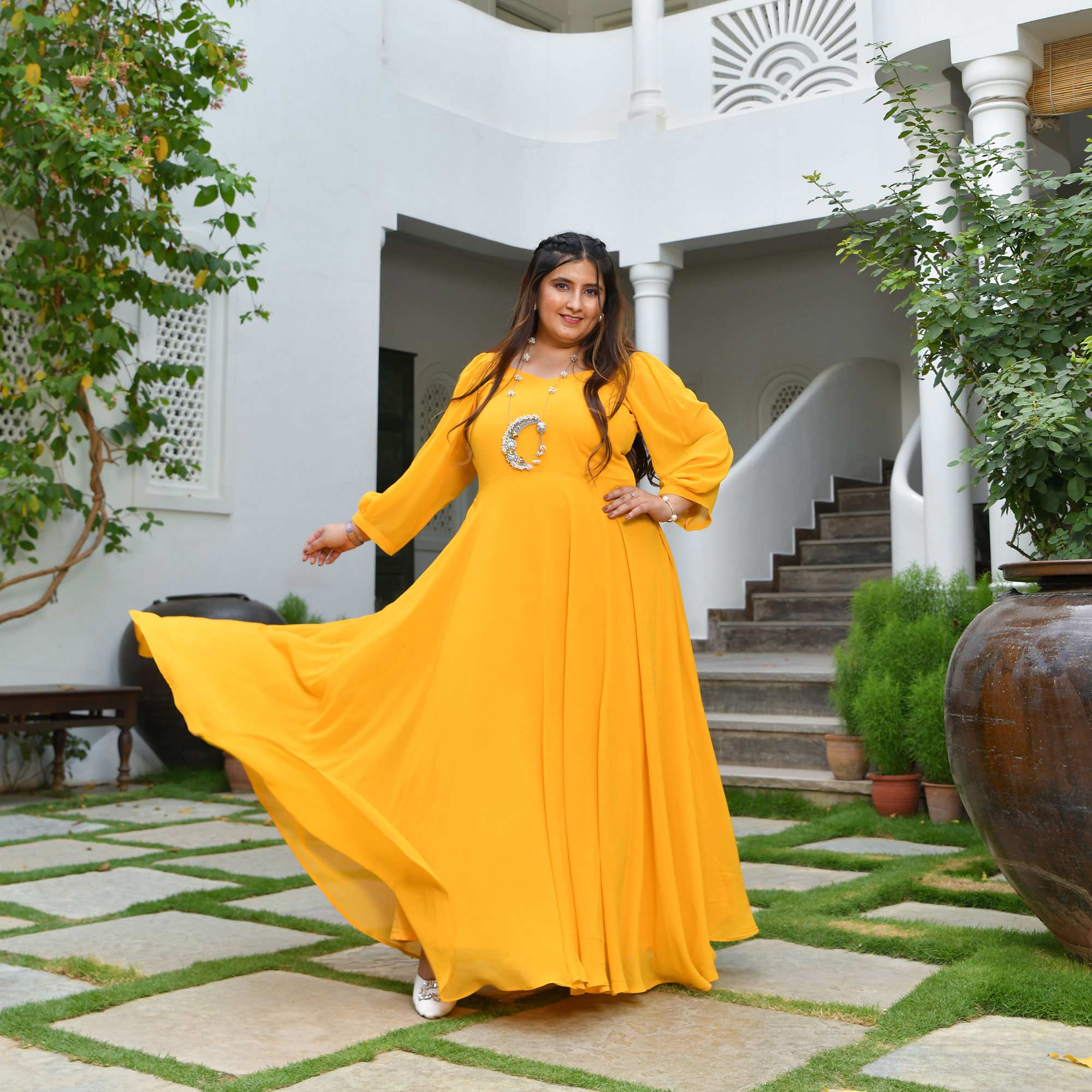 Golden Delight Georgette Dress - Image 10