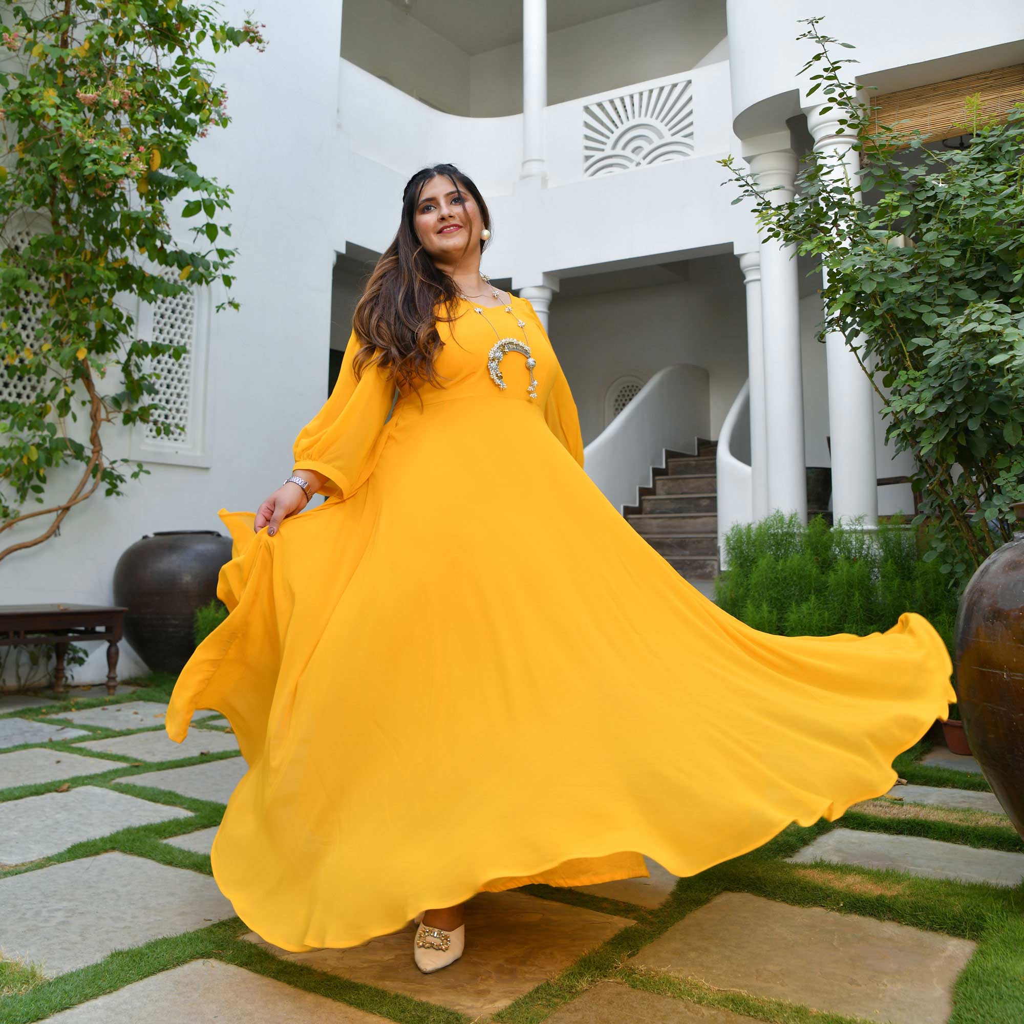 Golden Delight Georgette Dress - Image 11