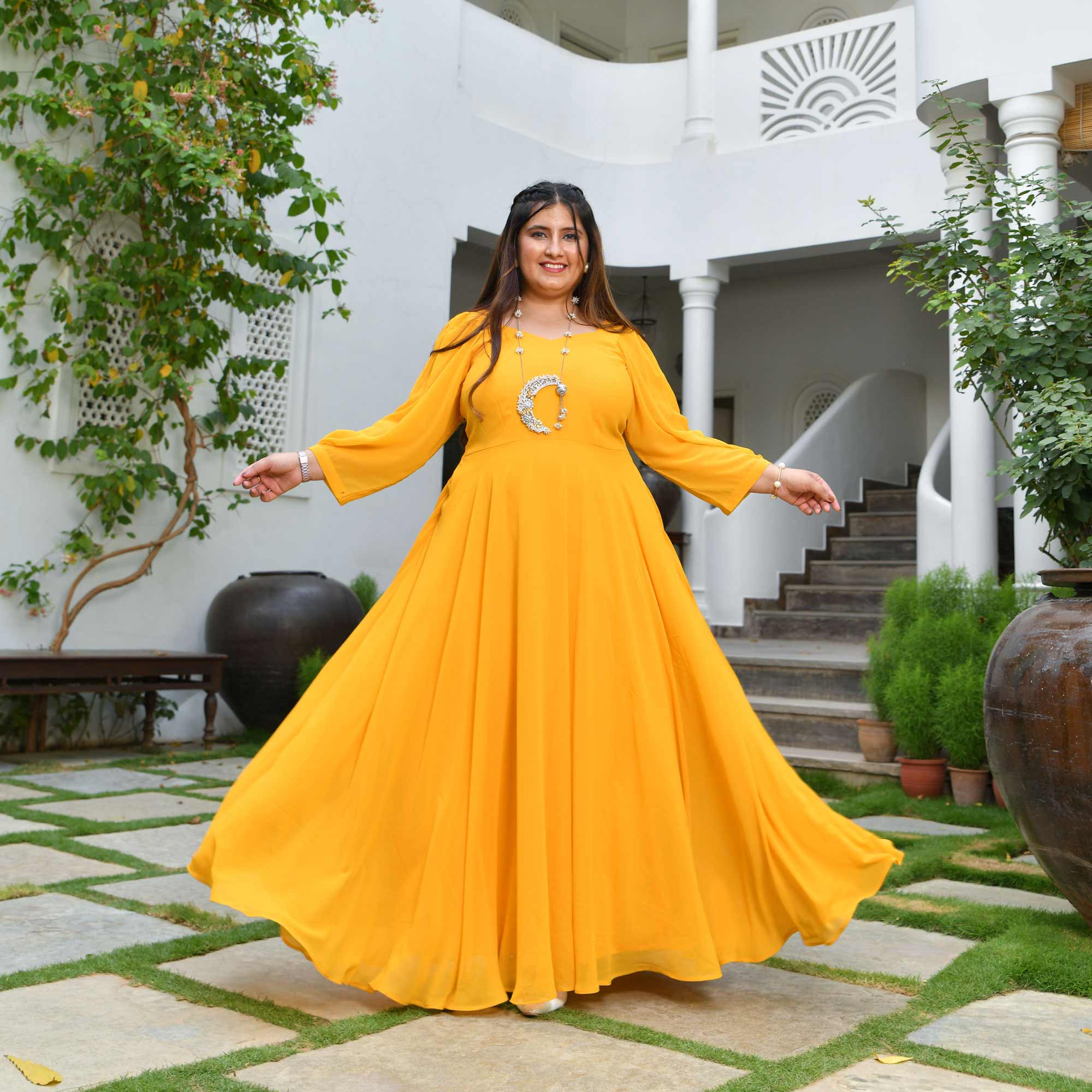Golden Delight Georgette Dress - Image 12
