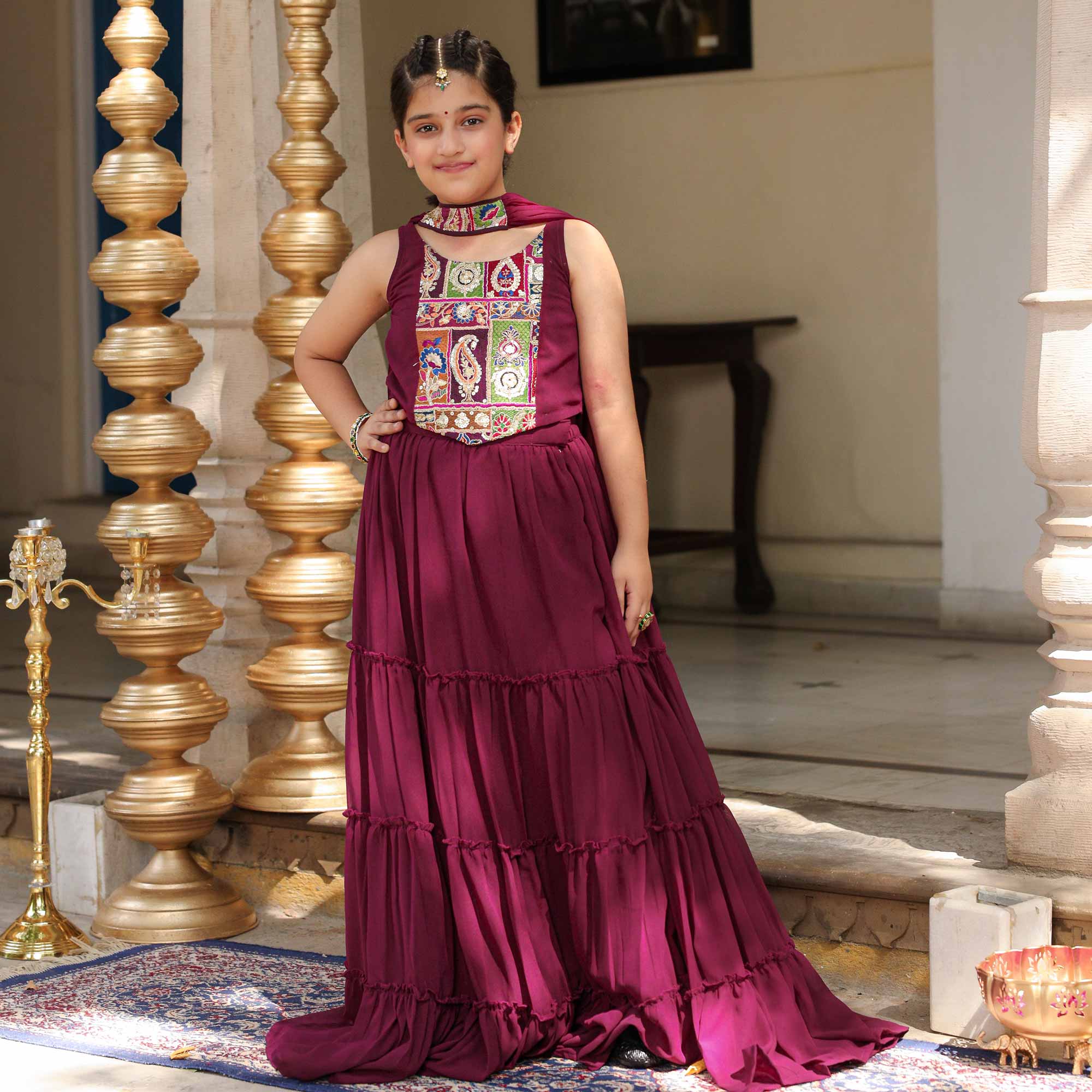 Grapevine Glimmer Kids Sequin Embroidered Lehenga Set - Image 11
