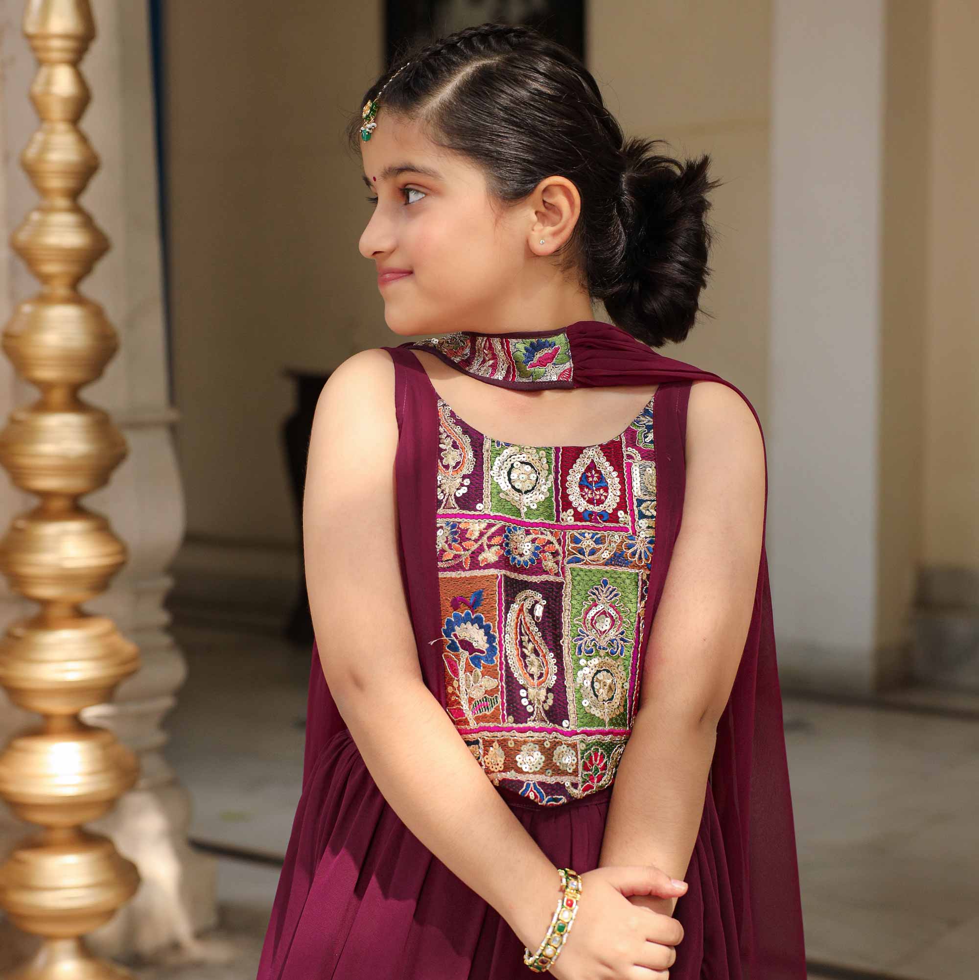 Grapevine Glimmer Kids Sequin Embroidered Lehenga Set - Image 12