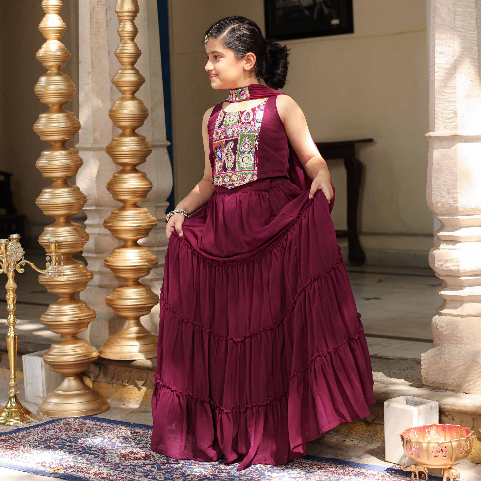 Grapevine Glimmer Kids Sequin Embroidered Lehenga Set - Image 13