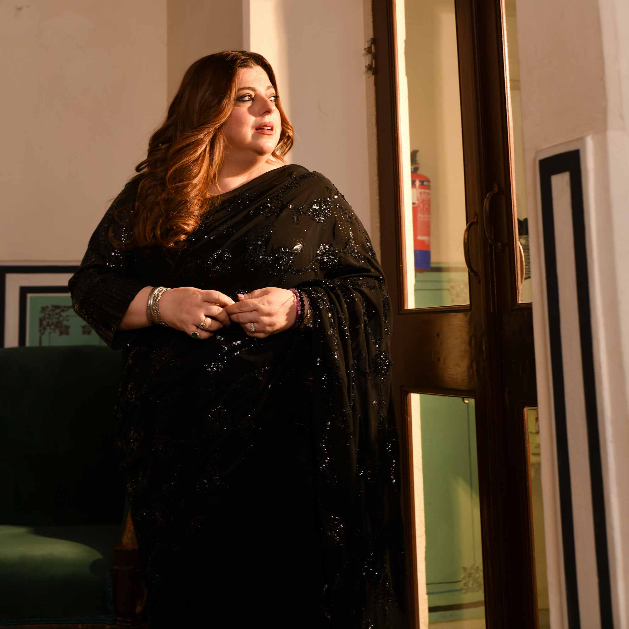 Her Highness- Black Georgette Cutdana & Sequin Embroidered Drape Saree - Image 11