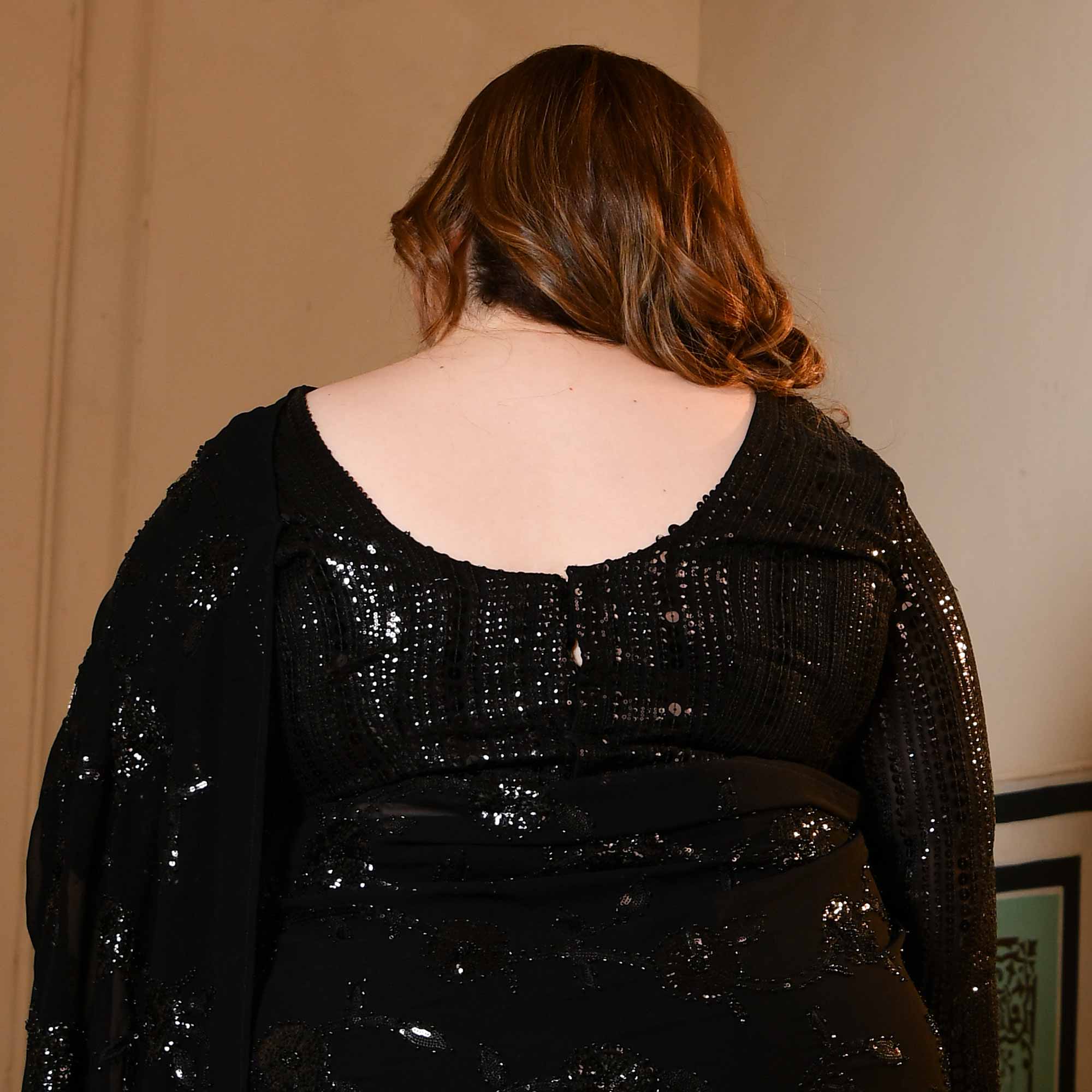 Her Highness- Black Georgette Cutdana & Sequin Embroidered Drape Saree - Image 13