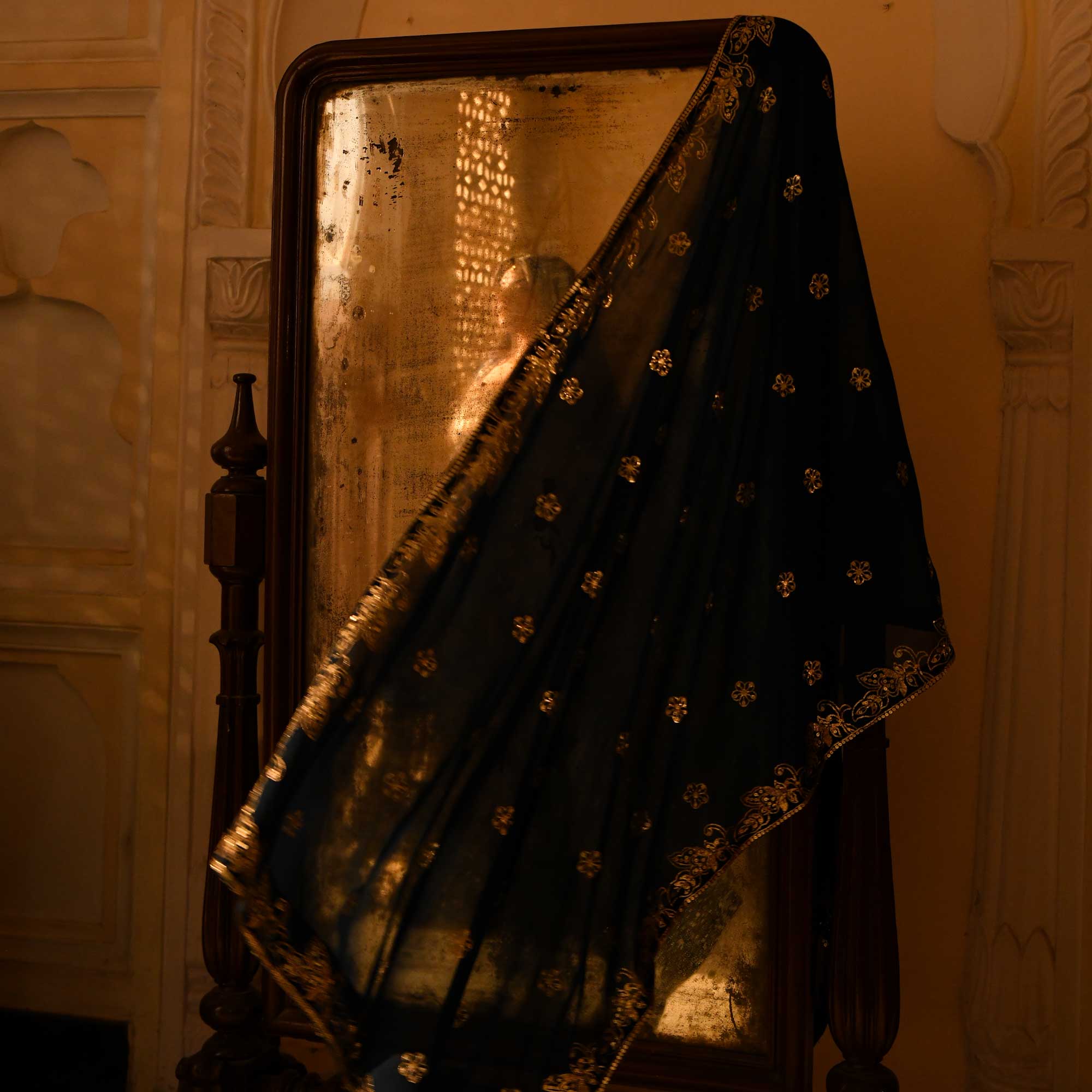 Jahnvi - Deep Prussian Blue Sequin Embroidered Georgette Anarkali Set - Image 13