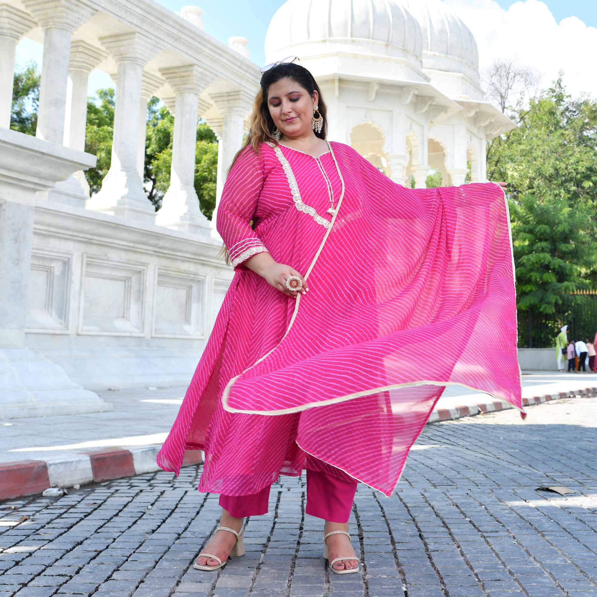 Jaipur Pink Mothra Georgette Aline Kali Suit Set - Image 10