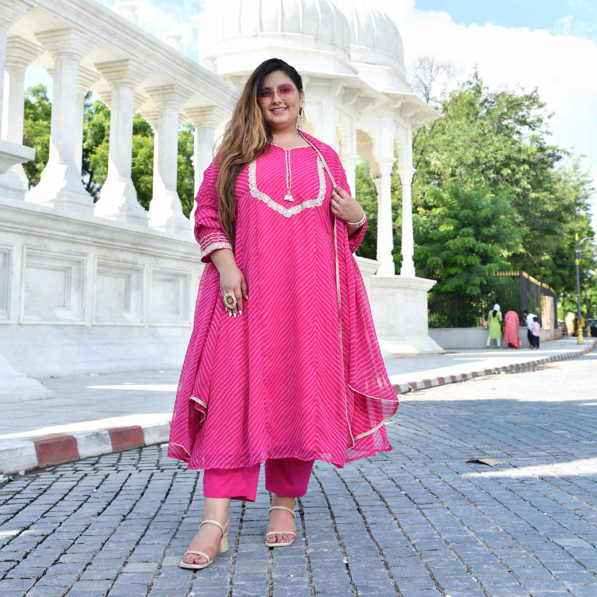 Jaipur Pink Mothra Georgette Aline Kali Suit Set - Image 7