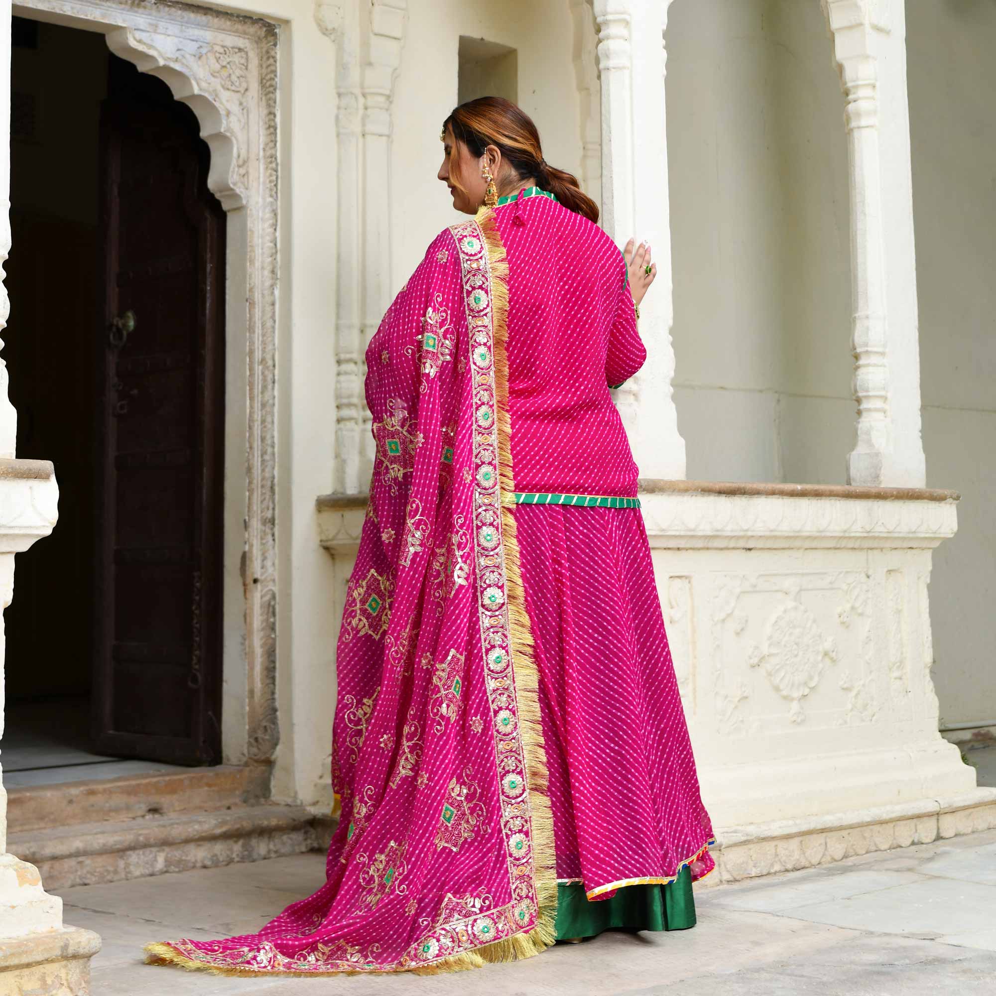Kohinoor-Rani Pink Mothra Embroidered Poshak Lehenga Set - Image 10