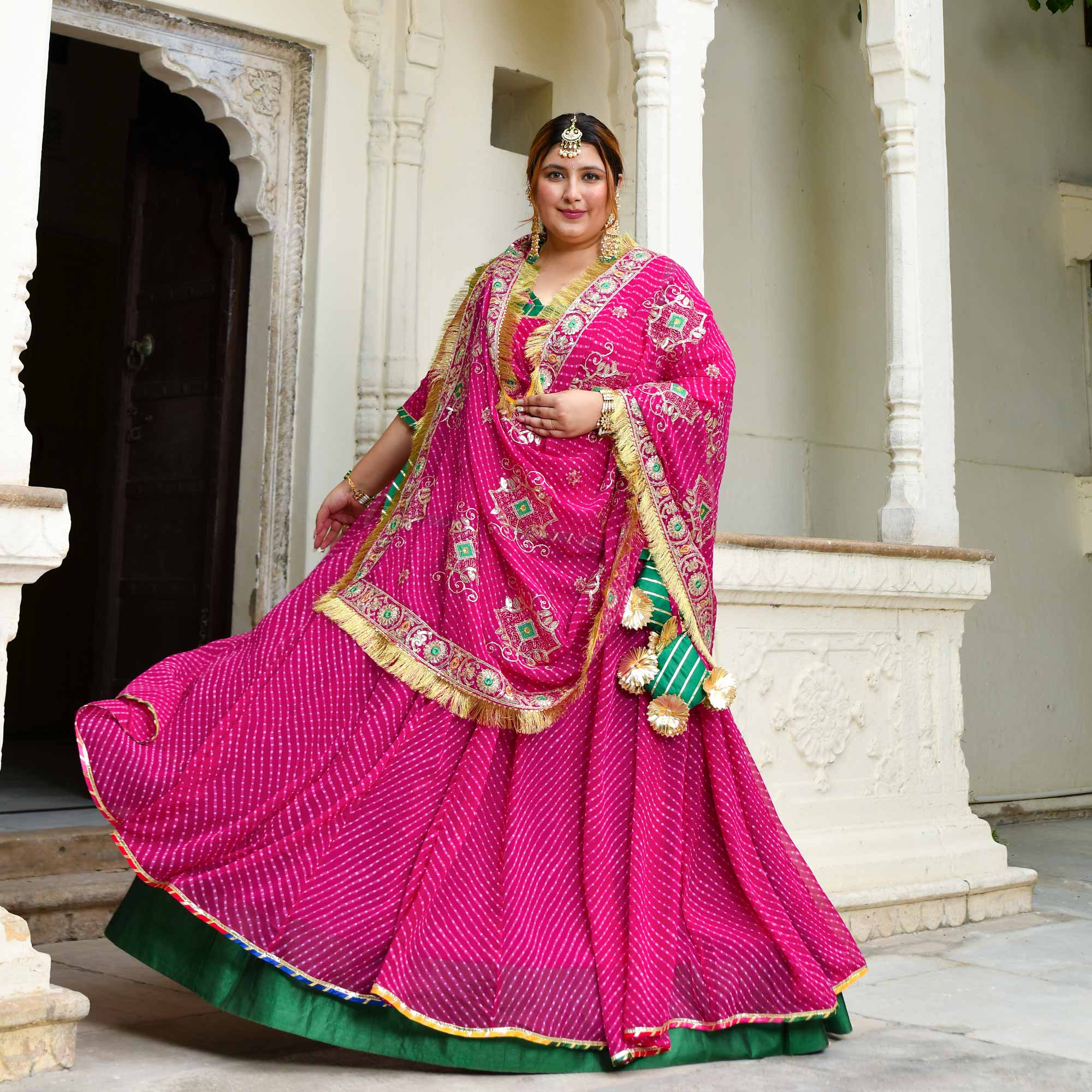 Kohinoor-Rani Pink Mothra Embroidered Poshak Lehenga Set - Image 13