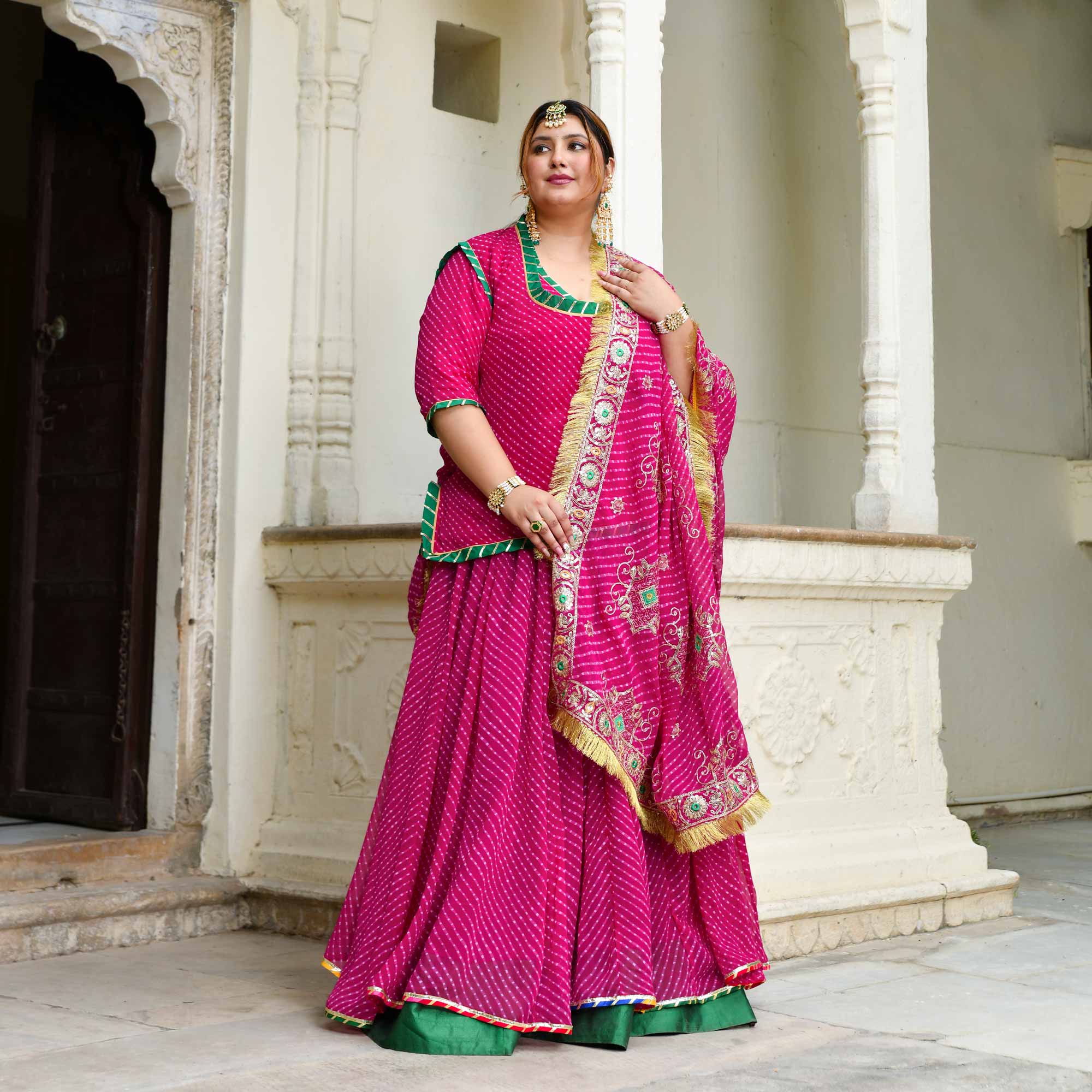 Kohinoor-Rani Pink Mothra Embroidered Poshak Lehenga Set - Image 15