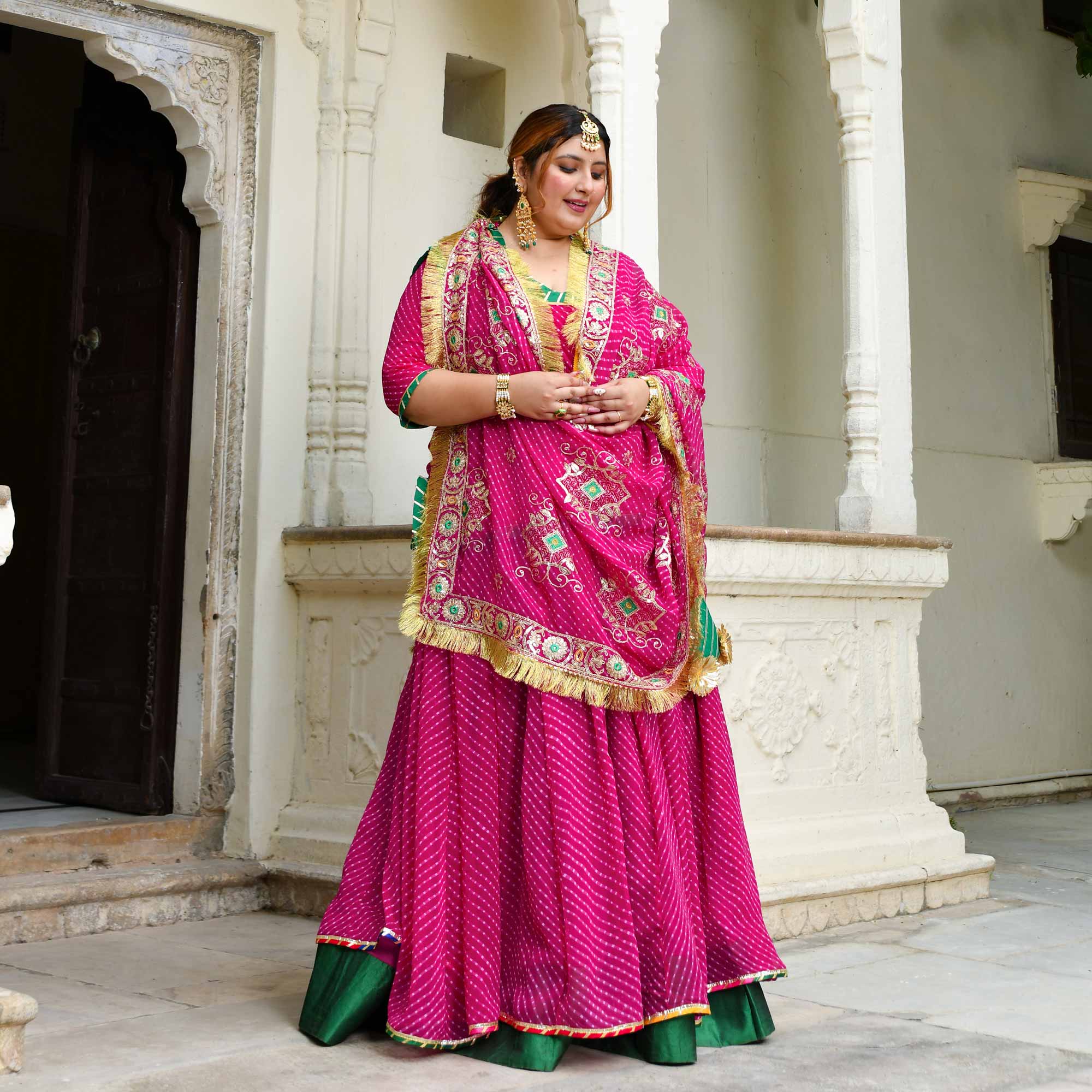Kohinoor-Rani Pink Mothra Embroidered Poshak Lehenga Set - Image 3