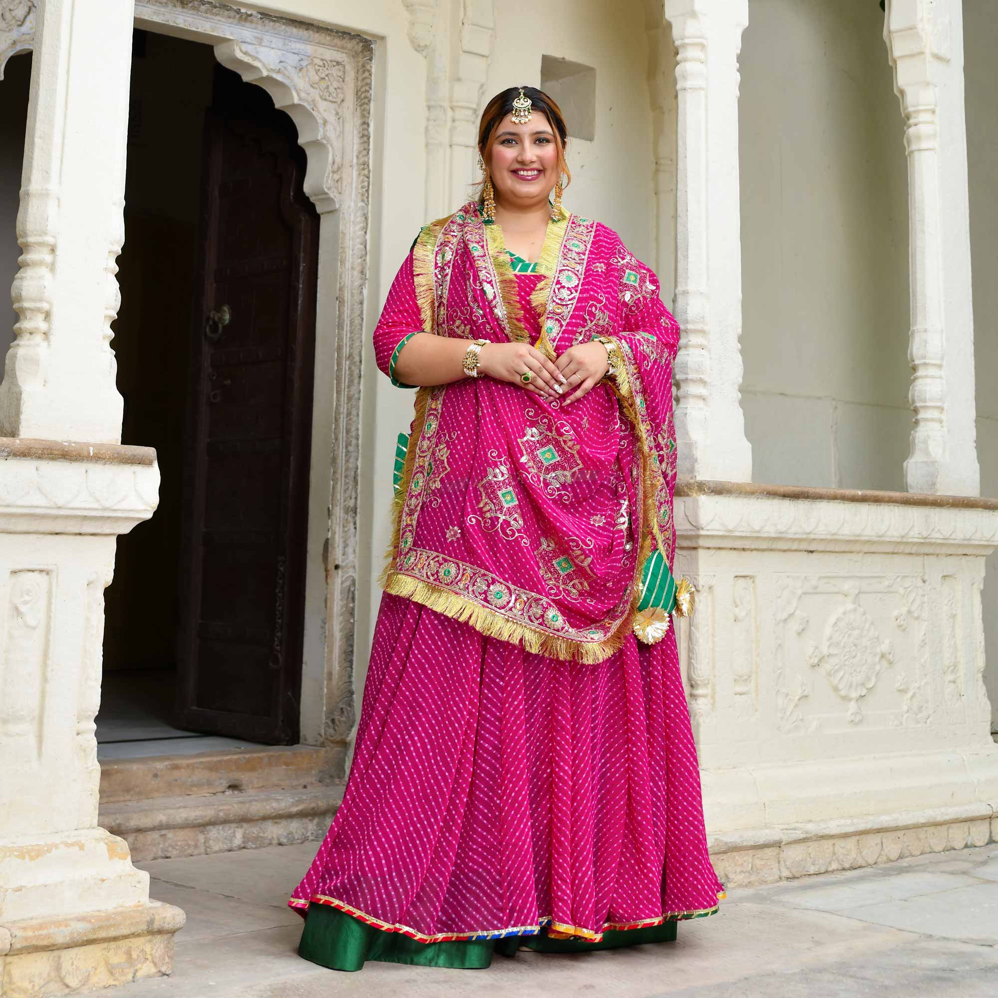 Kohinoor-Rani Pink Mothra Embroidered Poshak Lehenga Set - Image 5