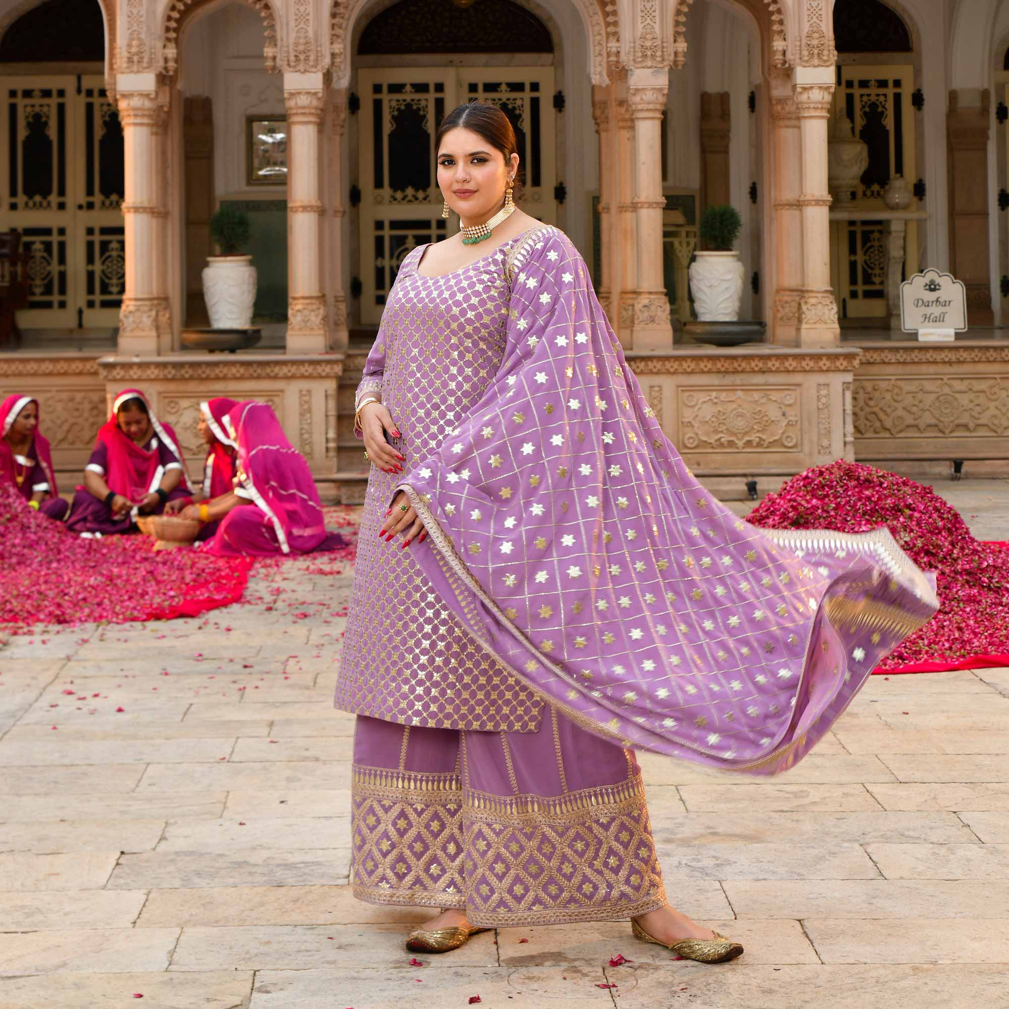 Lavanaya- Deep Lilac Sequin Embroidered Georgette Suit Set - Image 4
