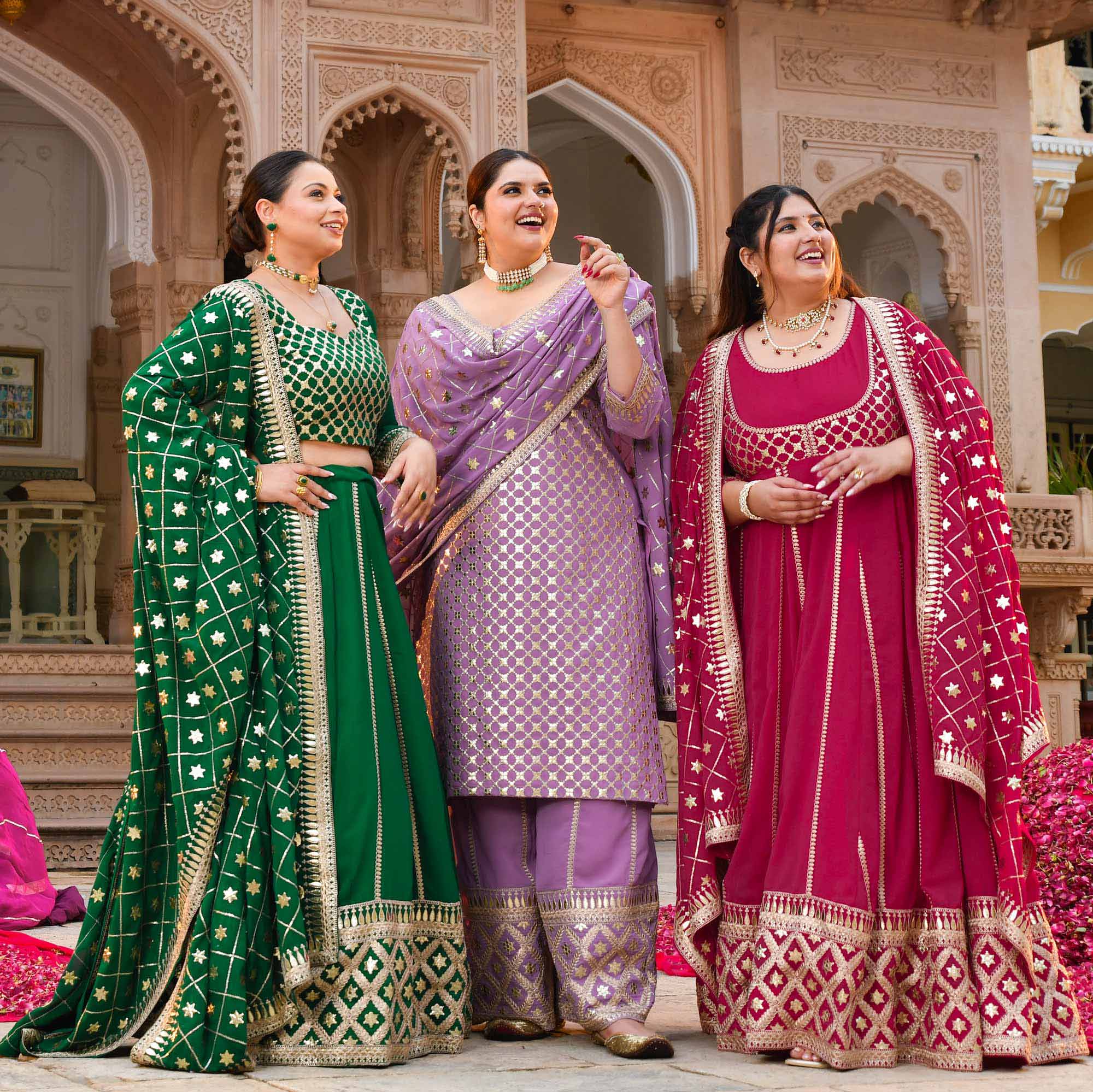 Raas aur Rose - Deep Pink Sequin Embroidered Georgette Anarkali Set - Image 5