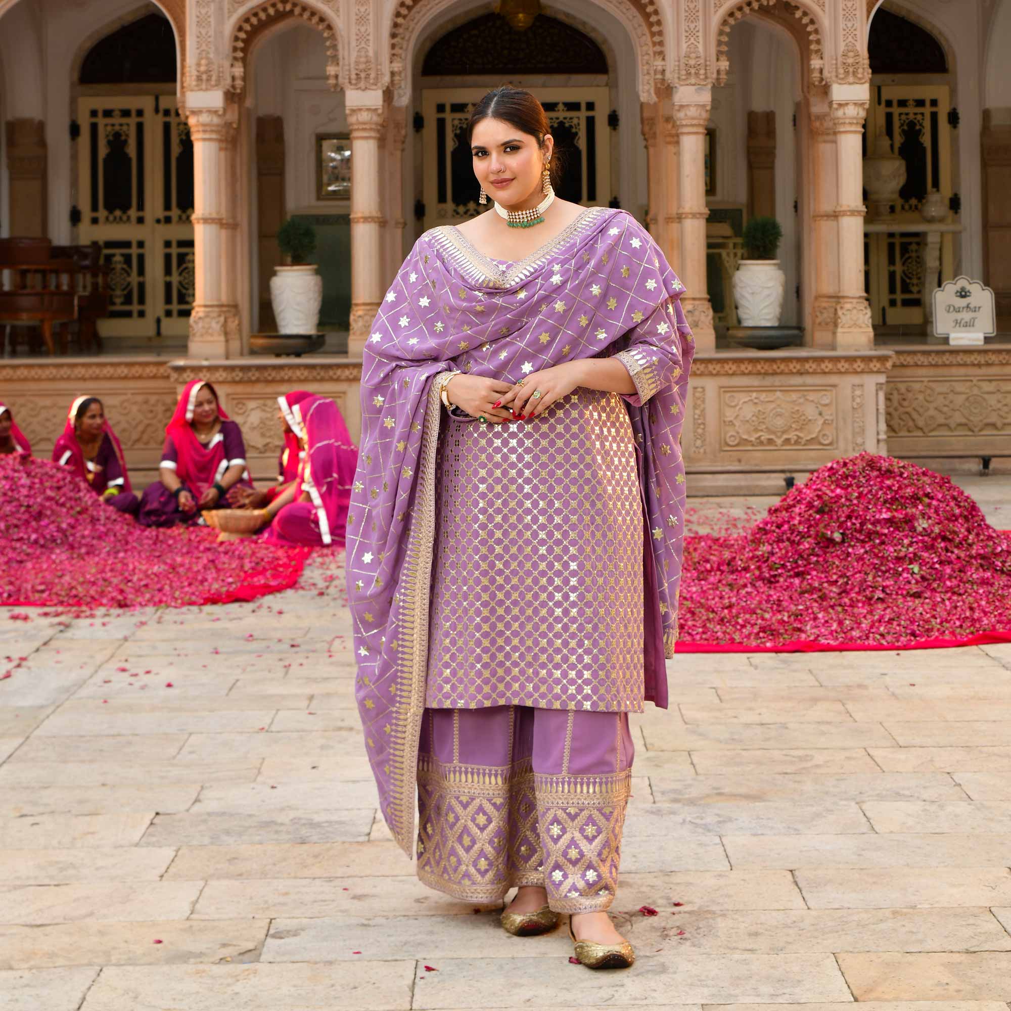 Lavanaya- Deep Lilac Sequin Embroidered Georgette Suit Set - Image 7