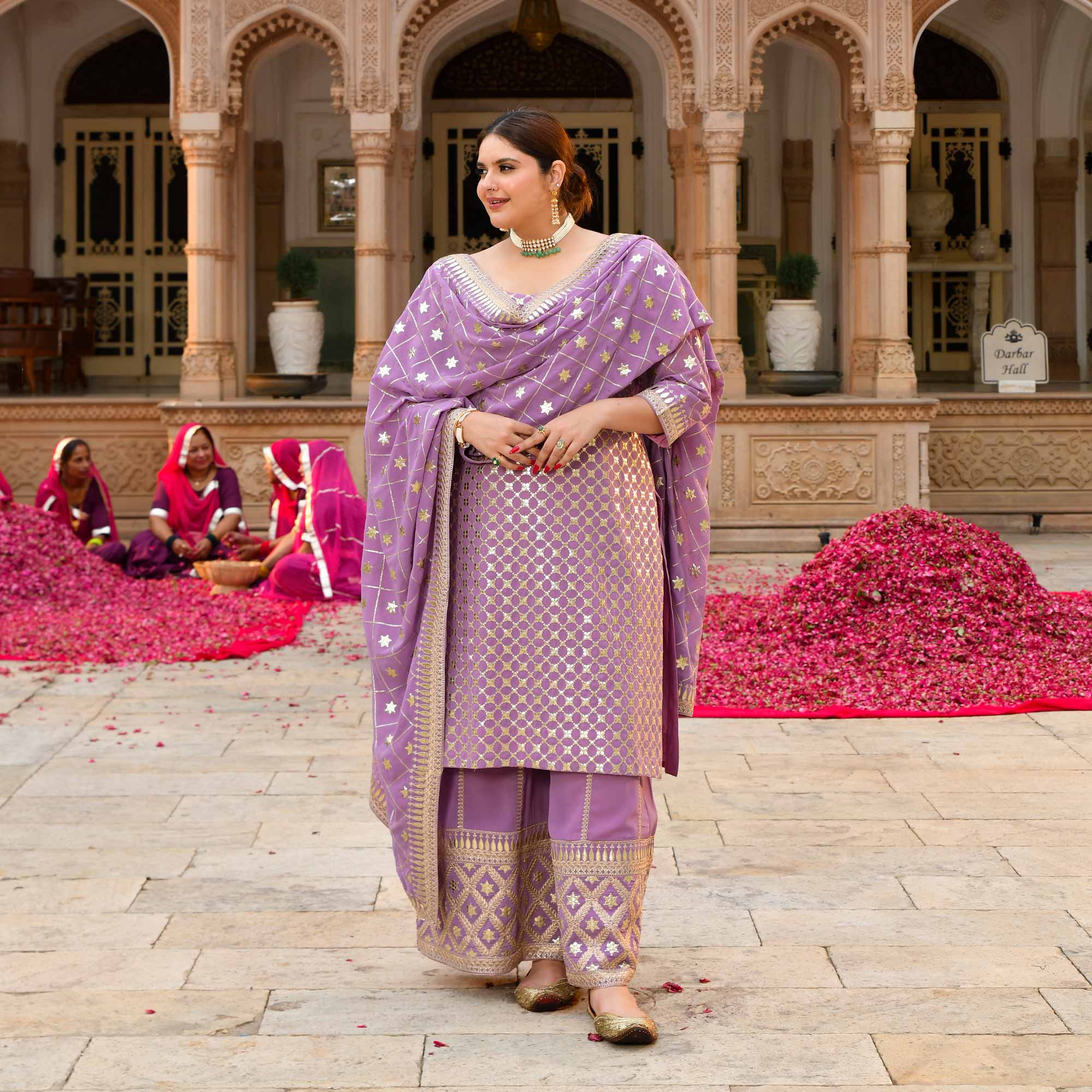 Lavanaya- Deep Lilac Sequin Embroidered Georgette Suit Set - Image 9