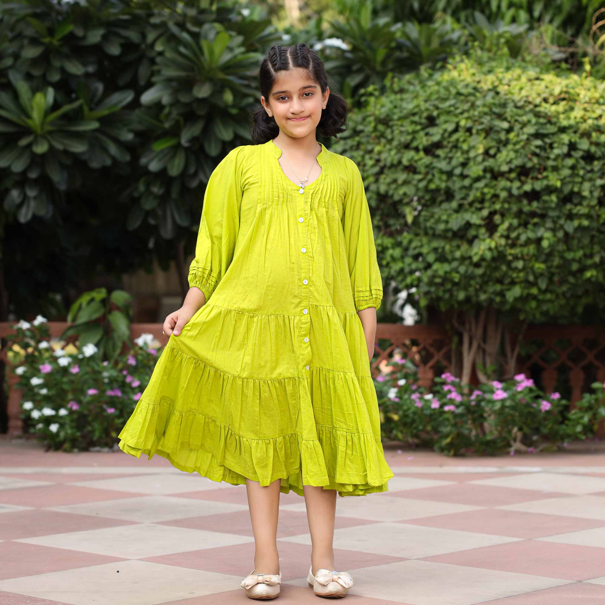 Lime Pop Kids Cotton Dress - Image 6
