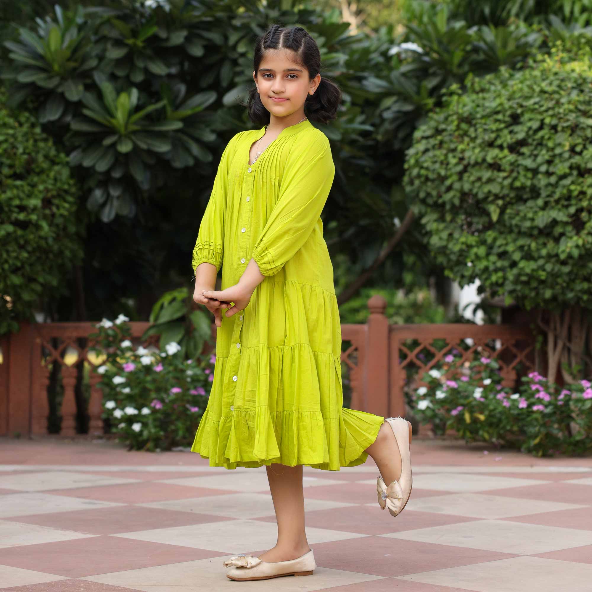 Lime Pop Kids Cotton Dress - Image 8