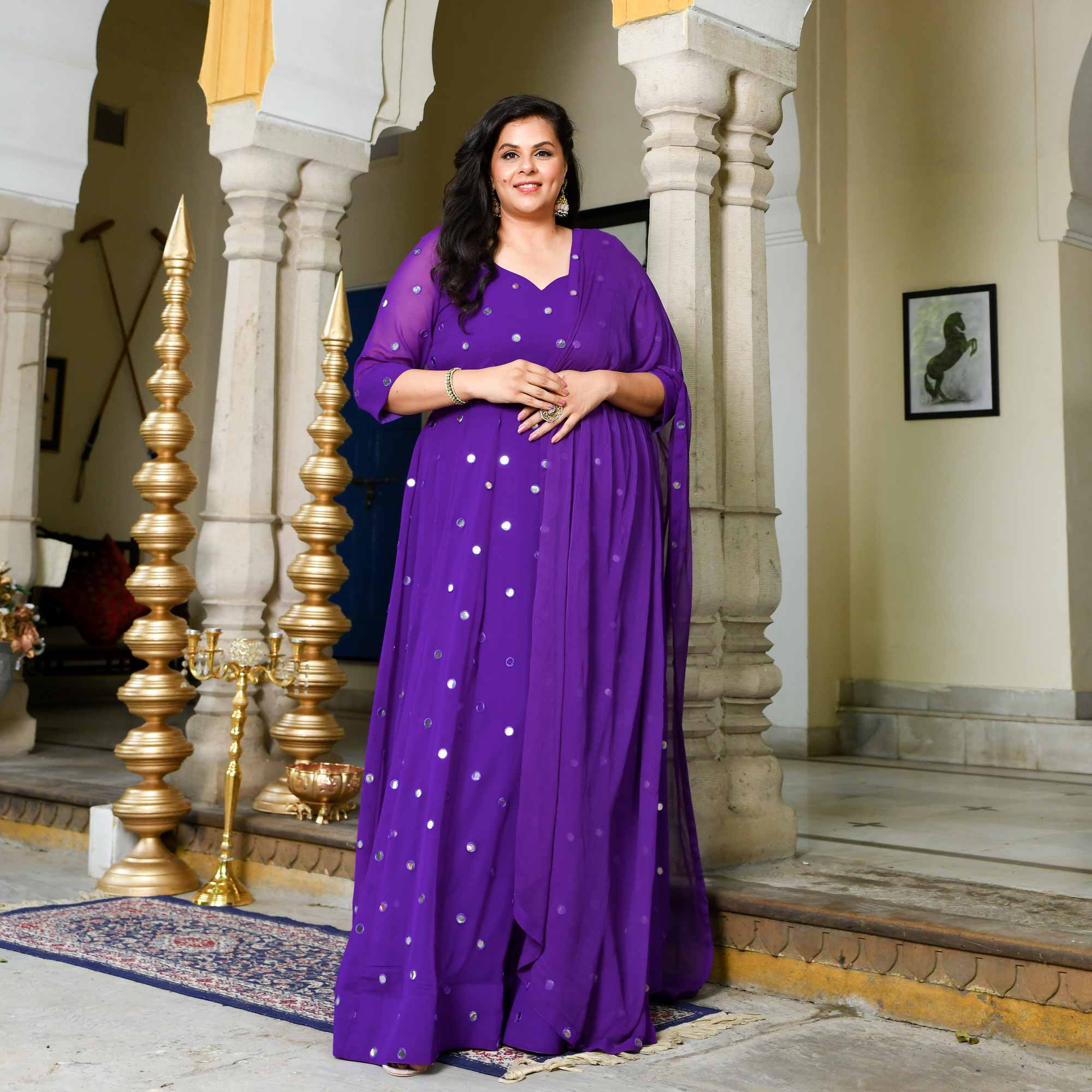 Majestic Purple Radiance Georgette Embroidered Anarkali Set - Image 12