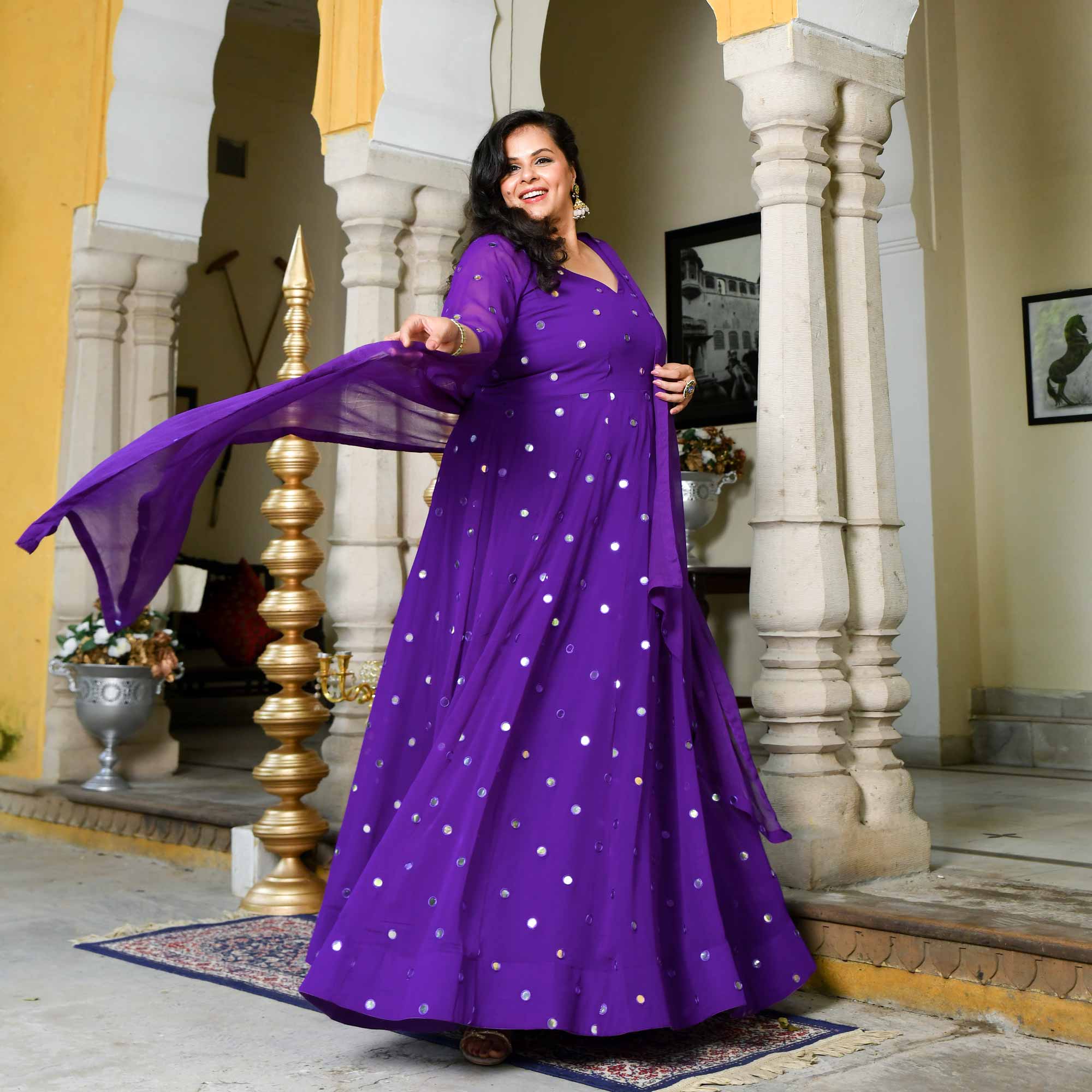 Majestic Purple Radiance Georgette Embroidered Anarkali Set - Image 3
