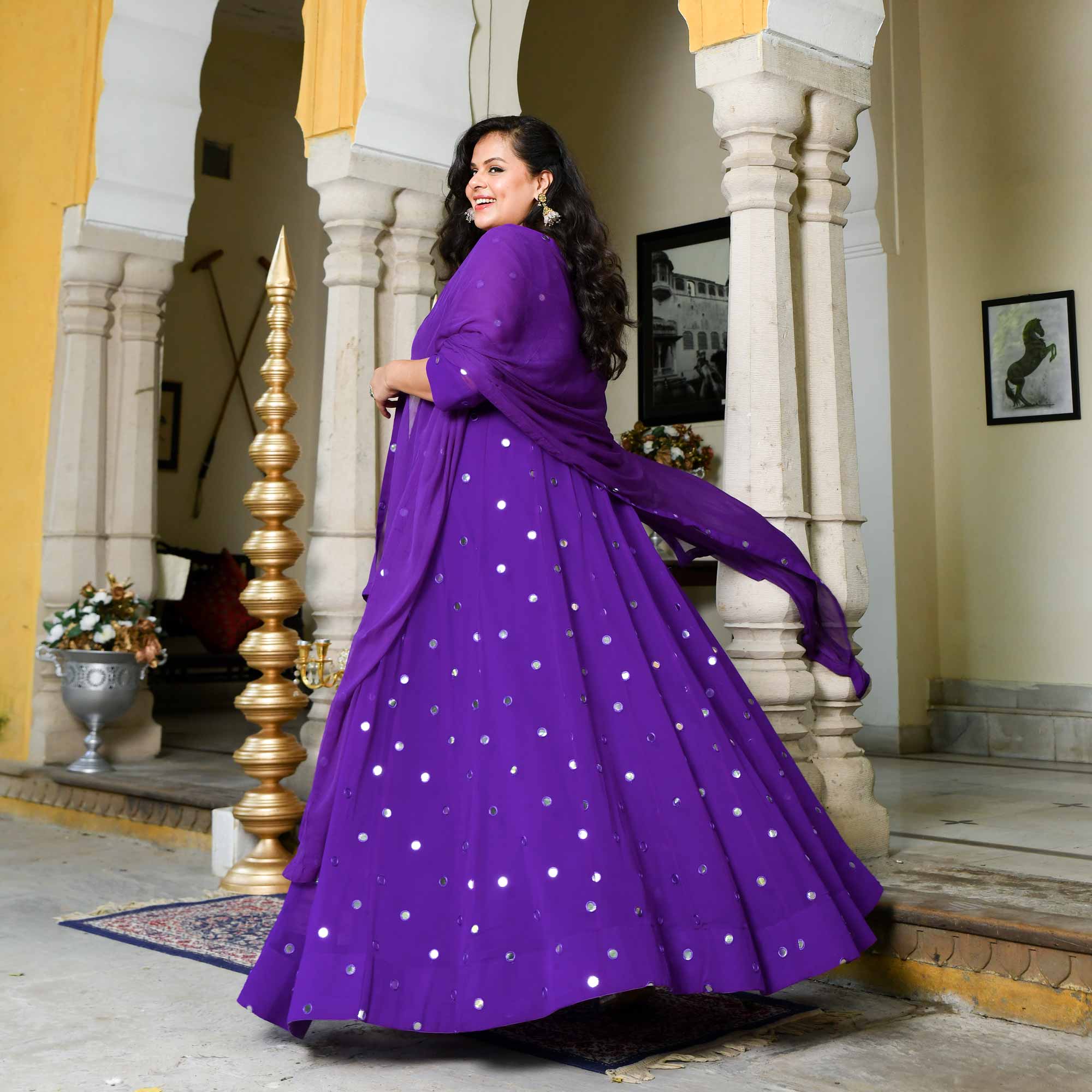 Majestic Purple Radiance Georgette Embroidered Anarkali Set - Image 4
