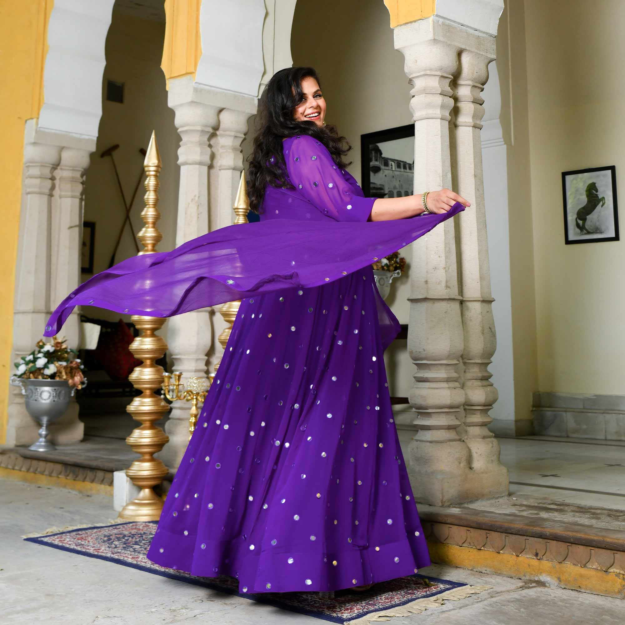 Majestic Purple Radiance Georgette Embroidered Anarkali Set - Image 6