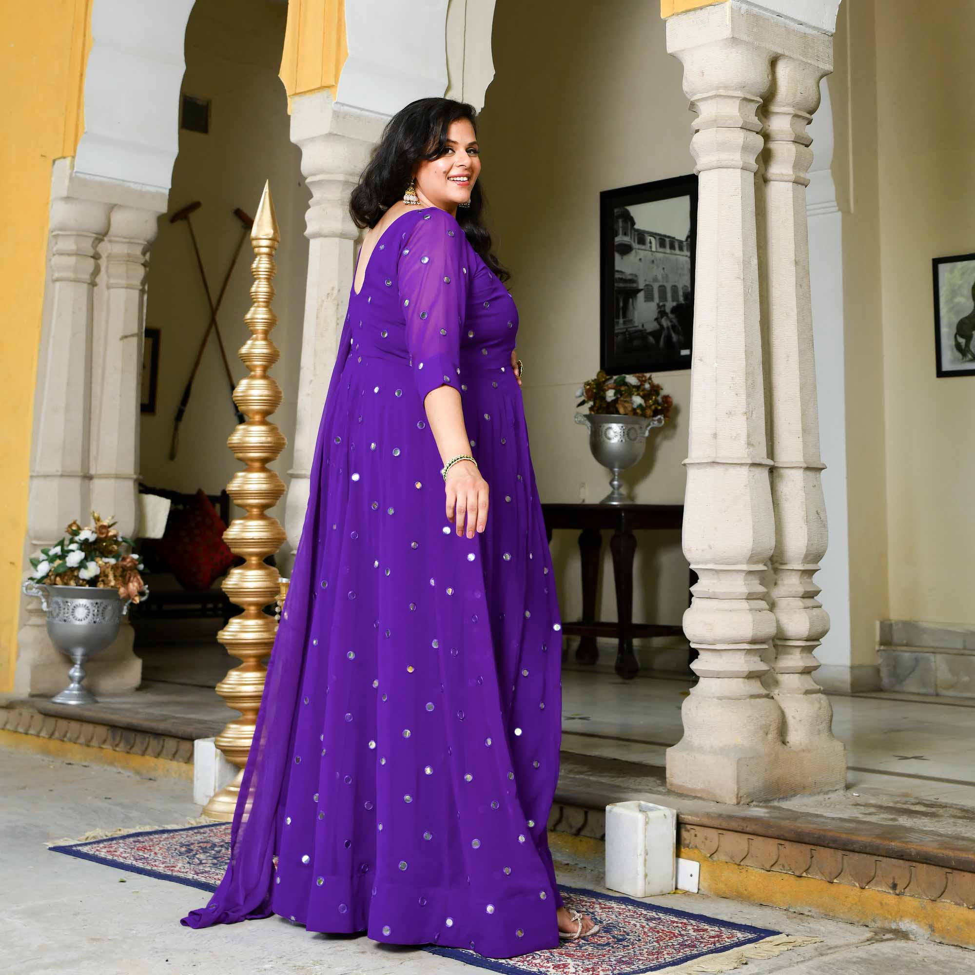 Majestic Purple Radiance Georgette Embroidered Anarkali Set - Image 9