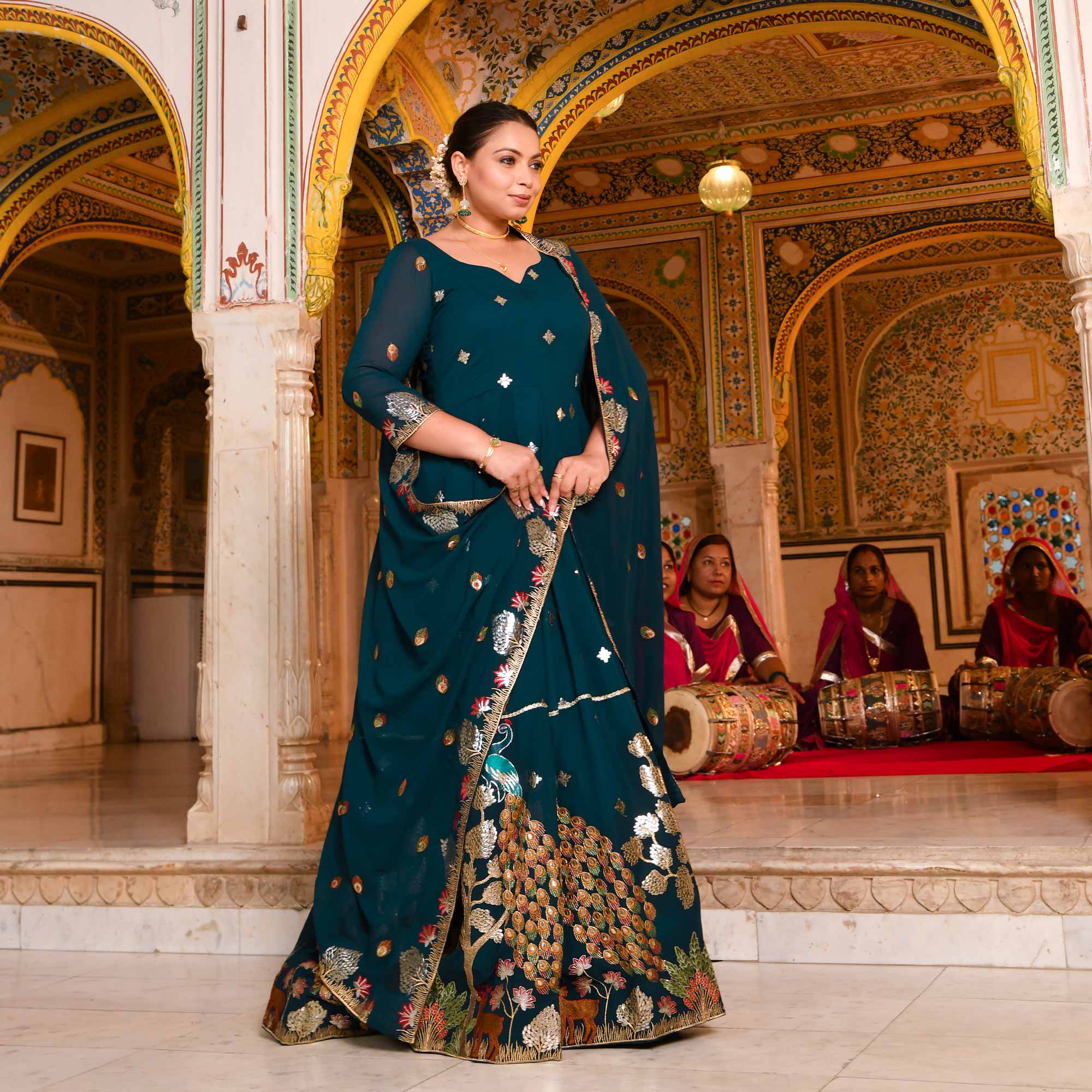 Mayura Blue Embroidered Georgette Anarkali Set - Image 11