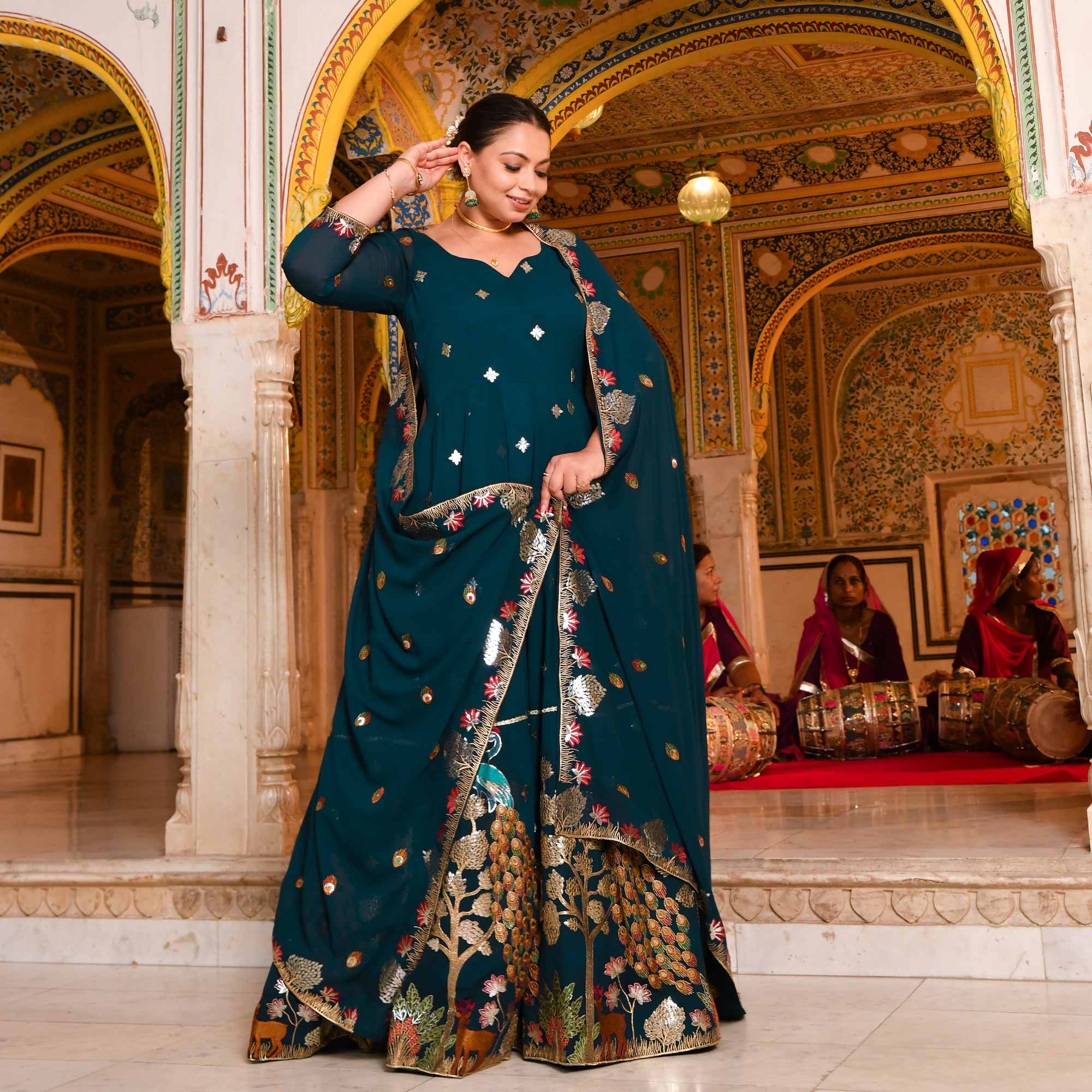 Mayura Blue Embroidered Georgette Anarkali Set - Image 5