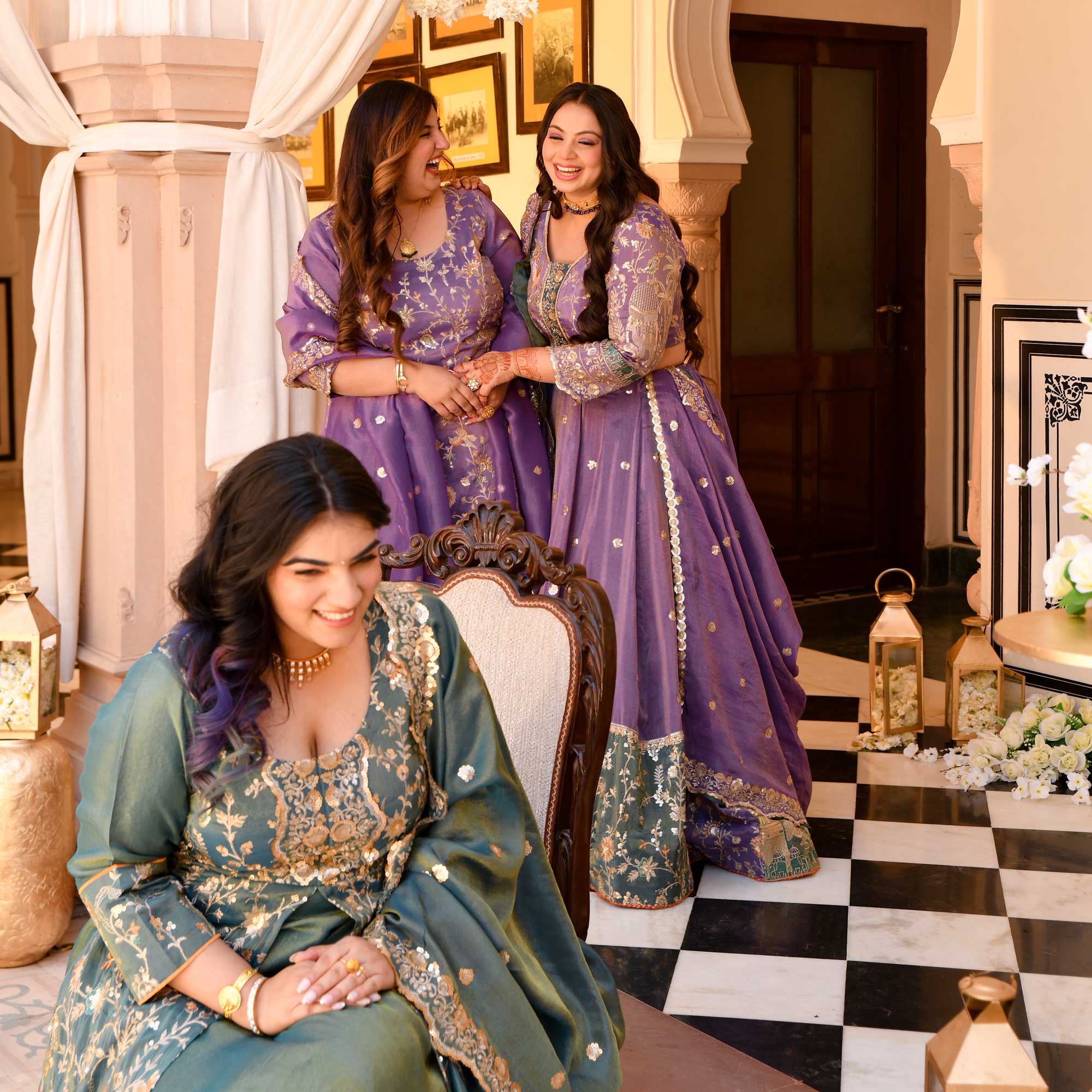 Mohini - Wisteria Purple Sequin & Thread Embroidered Pure Tissue Silk Lehenga Set - Image 10