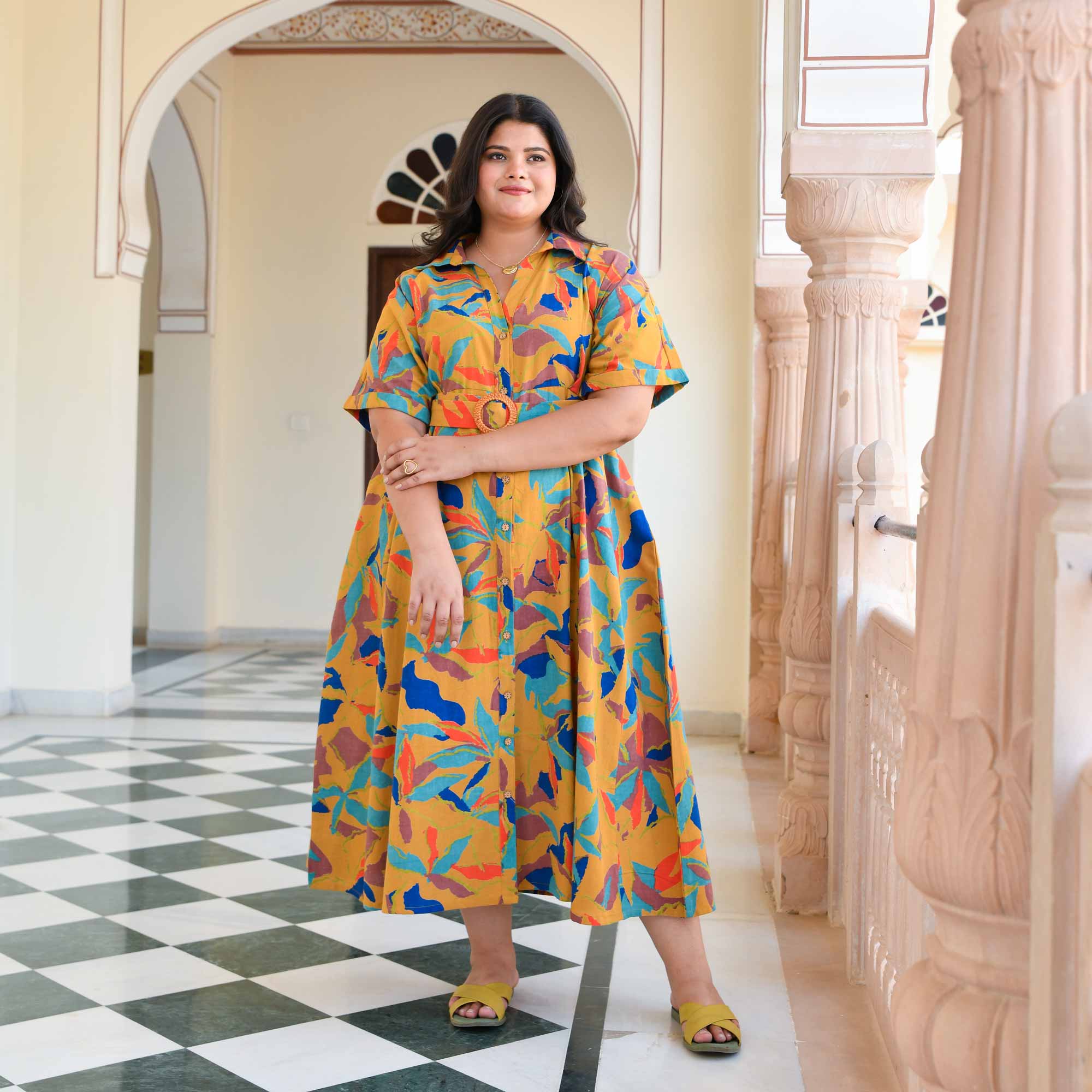 Pina Colada Tropical Print Cotton Dress - Image 5