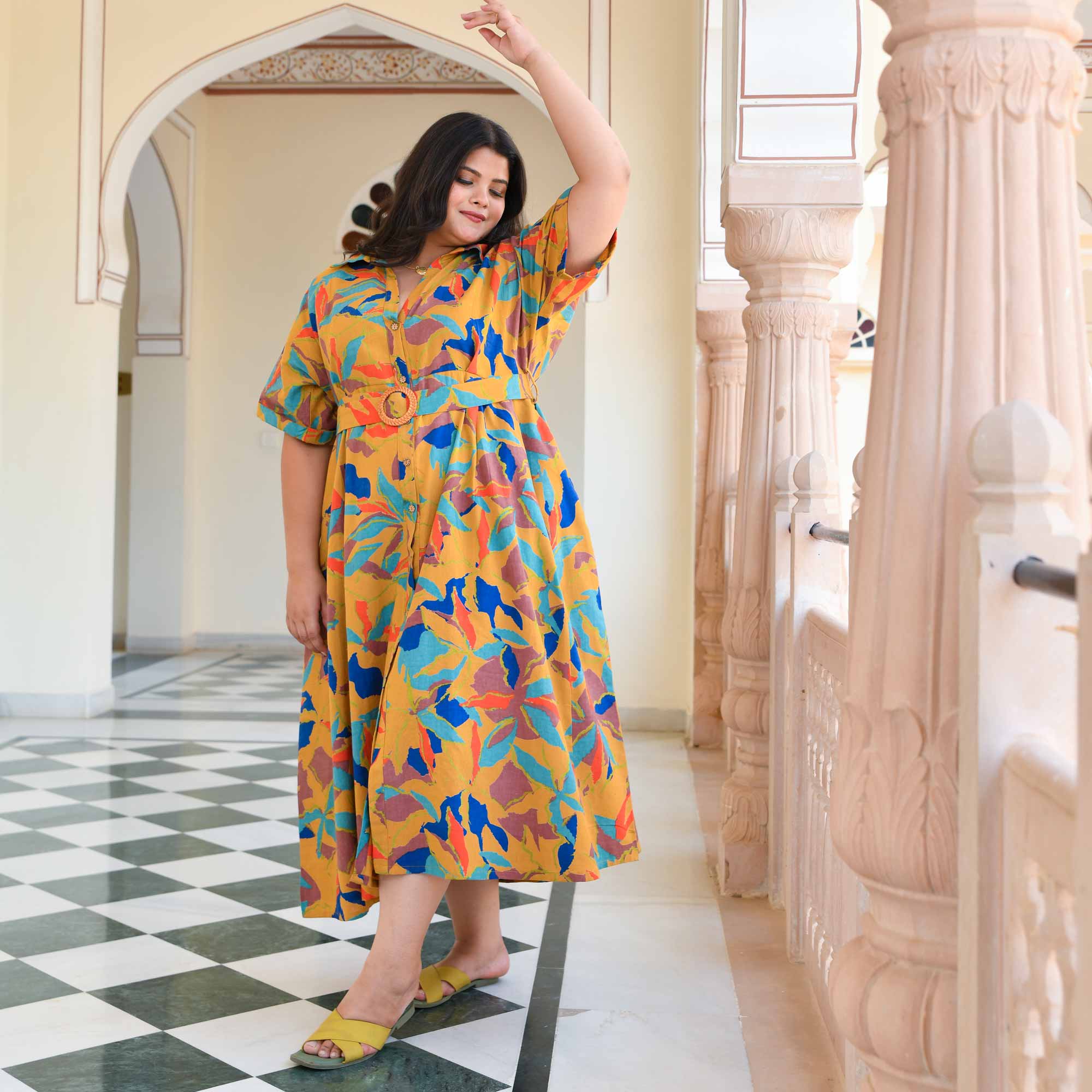 Pina Colada Tropical Print Cotton Dress - Image 9