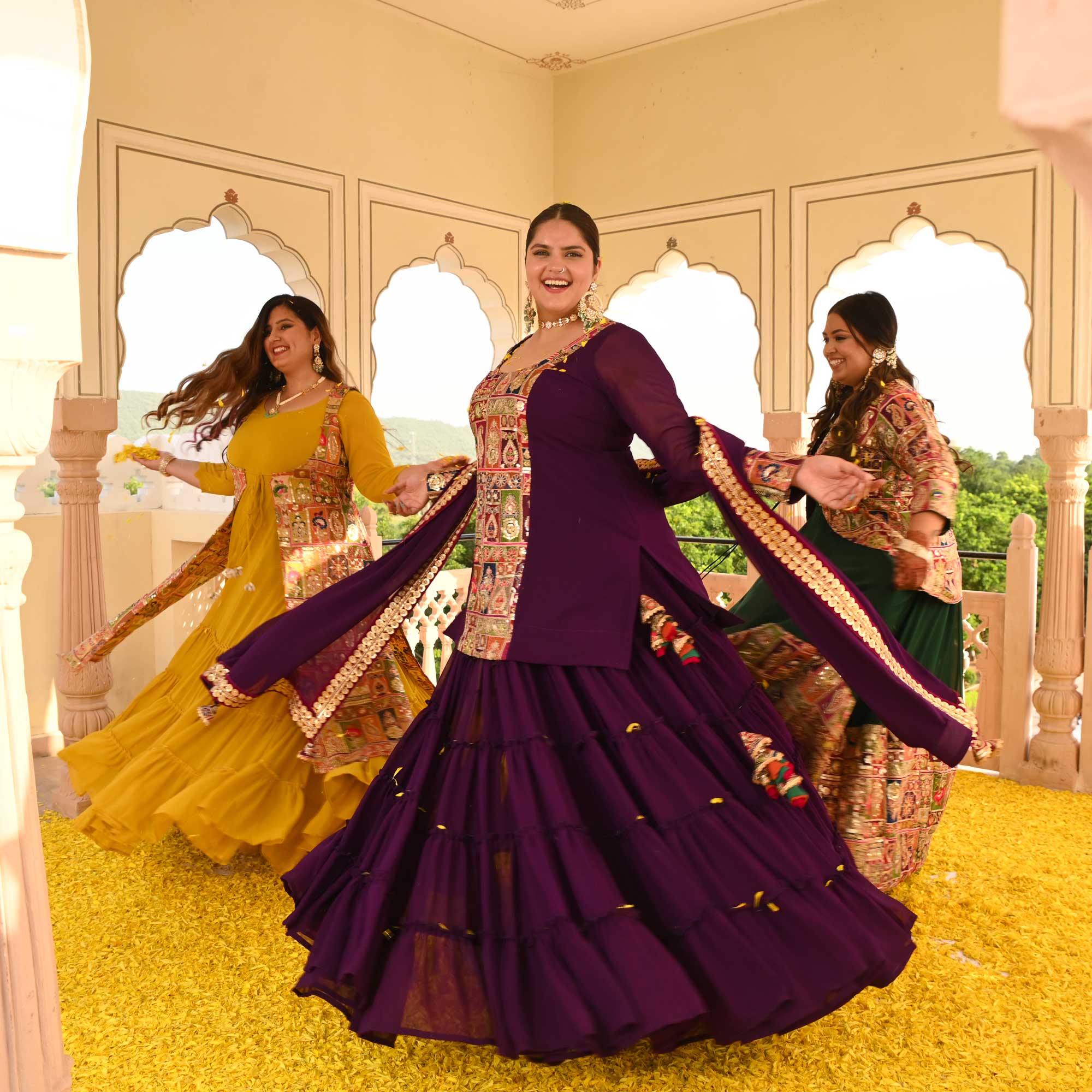 Plum Passion Embroidered Tiered Lehenga Set - Image 9