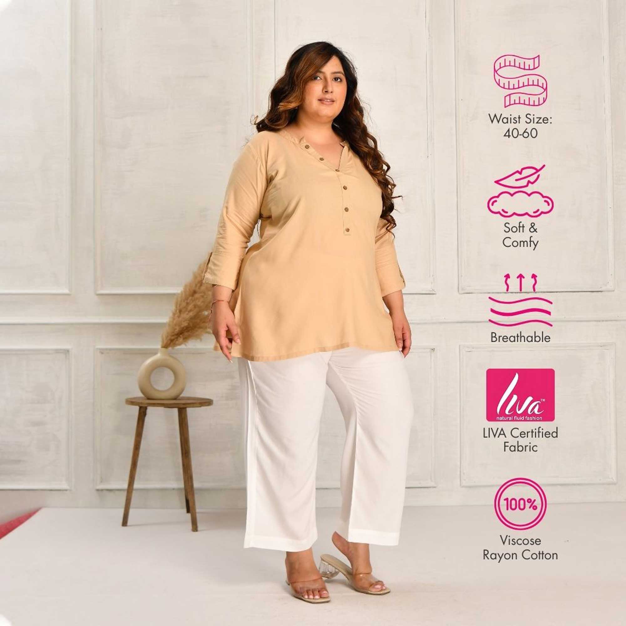 Plus Size Narrow Fit Pants Combo 1 (Black, Beige, White) - Image 3