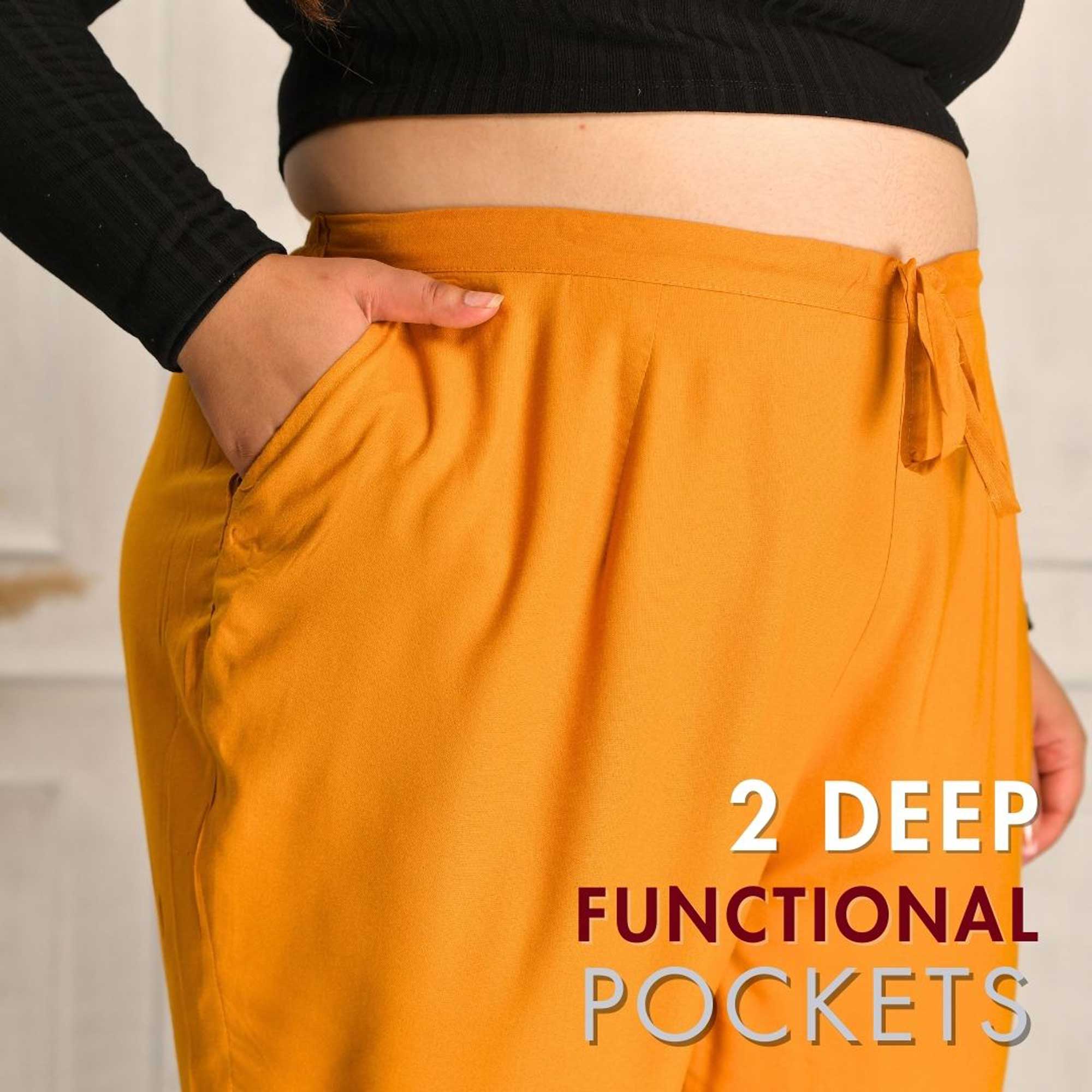 Plus Size Narrow Fit Pants Combo 4 (Rani Pink, Bottle Green, Mustard) - Image 5