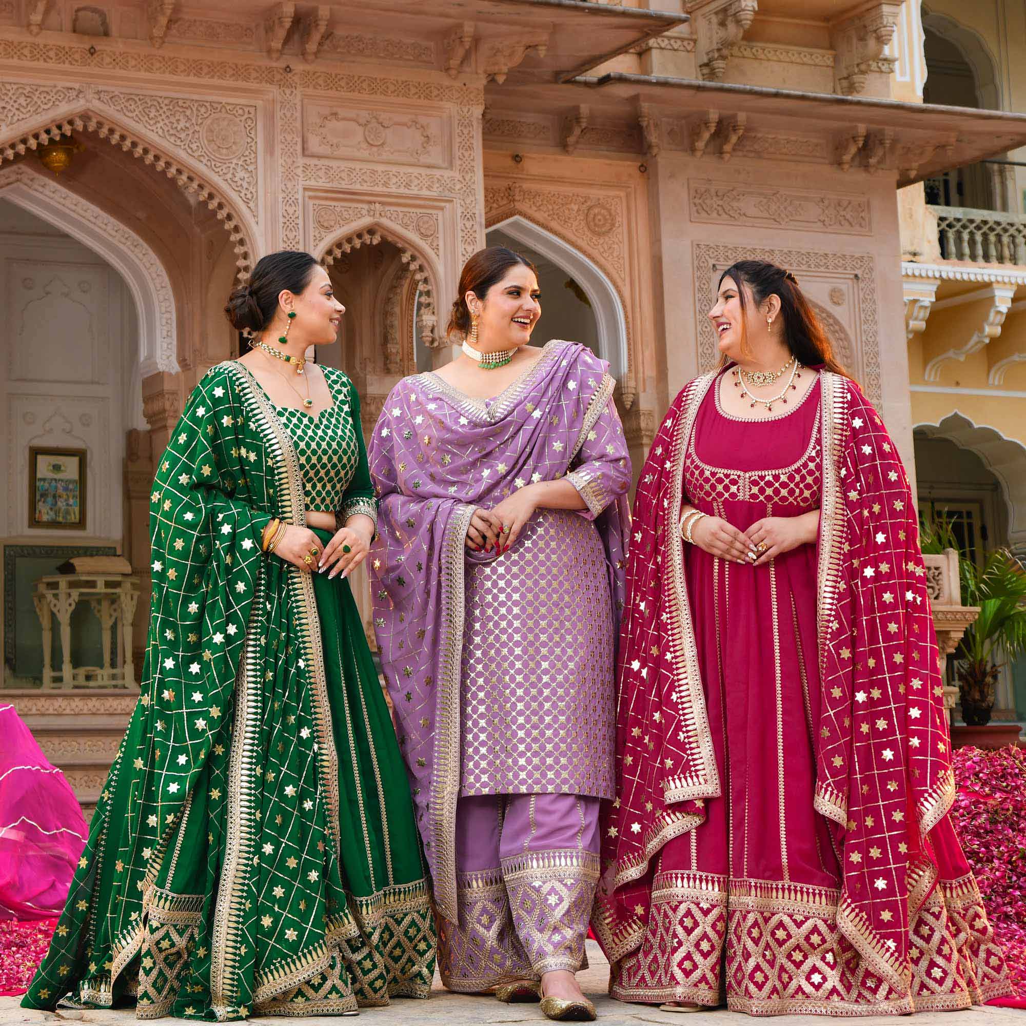 Raas aur Rose - Deep Pink Sequin Embroidered Georgette Anarkali Set - Image 7