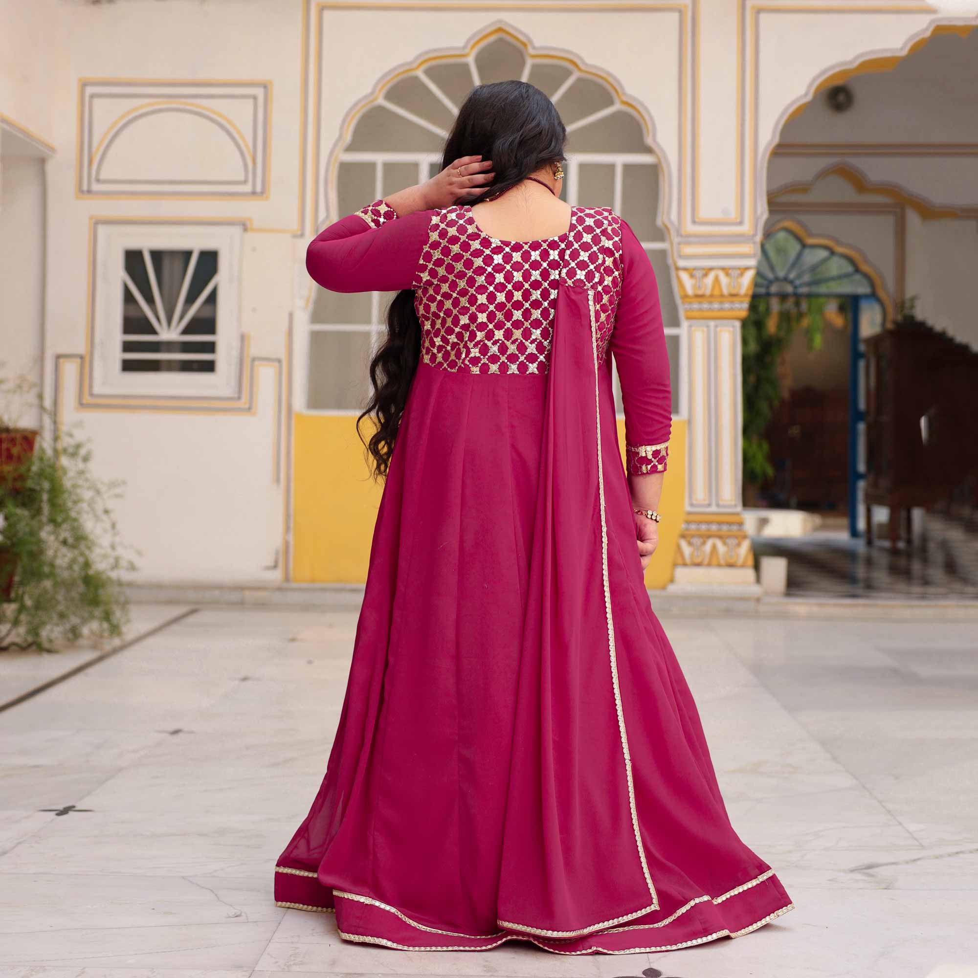 Radha Raas- Rose Pink Kids Georgette Anarkali With Dupatta - Image 5