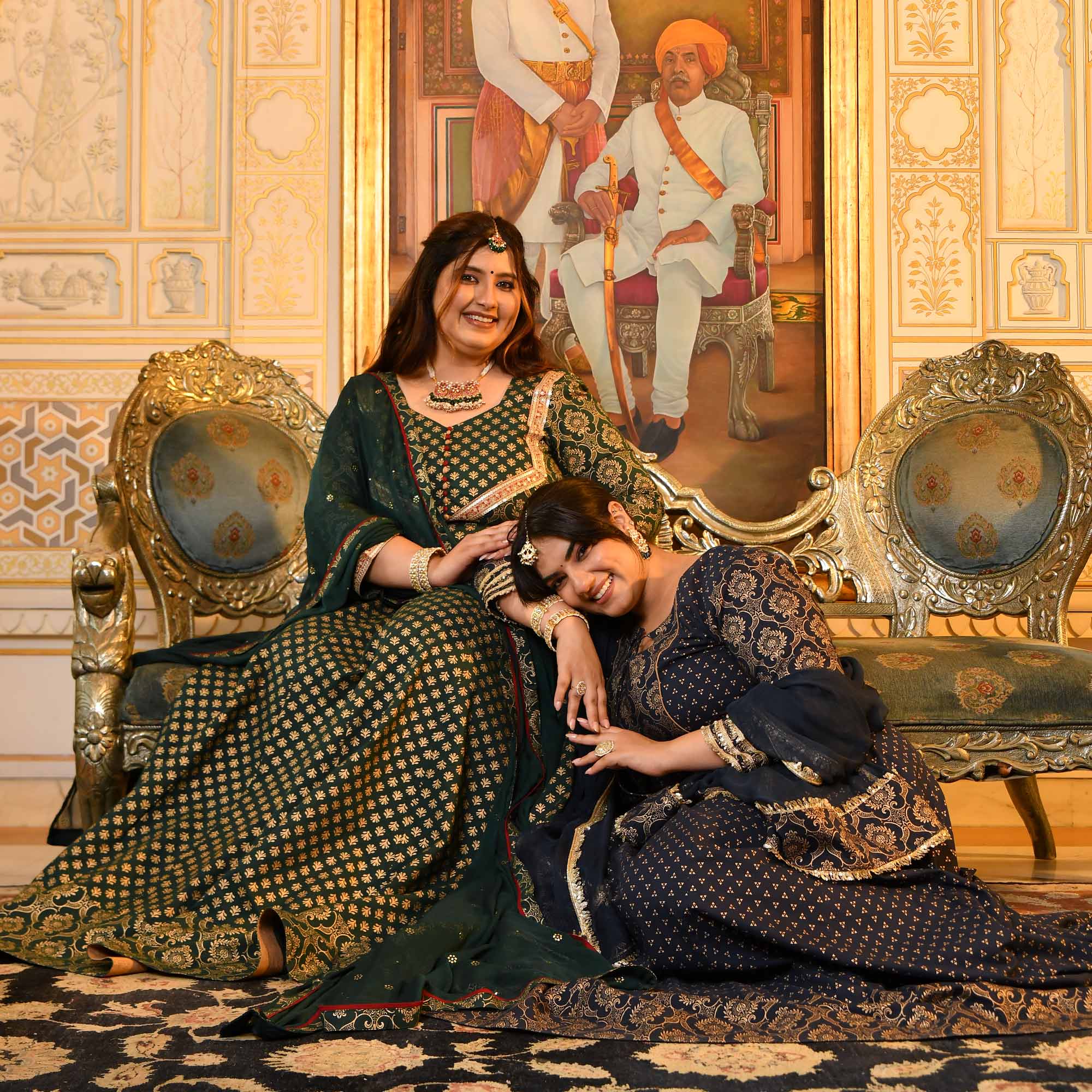 Sajda- Bottle Green & Gold Sequin Embroidered Cotton Anarkali - Image 13